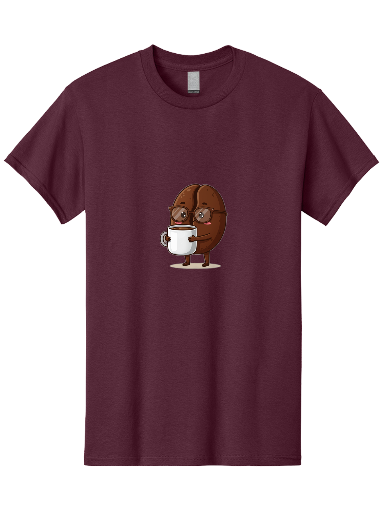 Coffee-Bean-Character-4 Men'S Graphic Tee, 100% Cotton, Comfortable Casual Summer Wear, Machine Washable, Coffee Bean Character, Coffee Lover, Brown Coffee Bean, Holding Coffee Mug, Coffee Break, Cartoon Style, Coffee Culture, Funny Character, Bab776