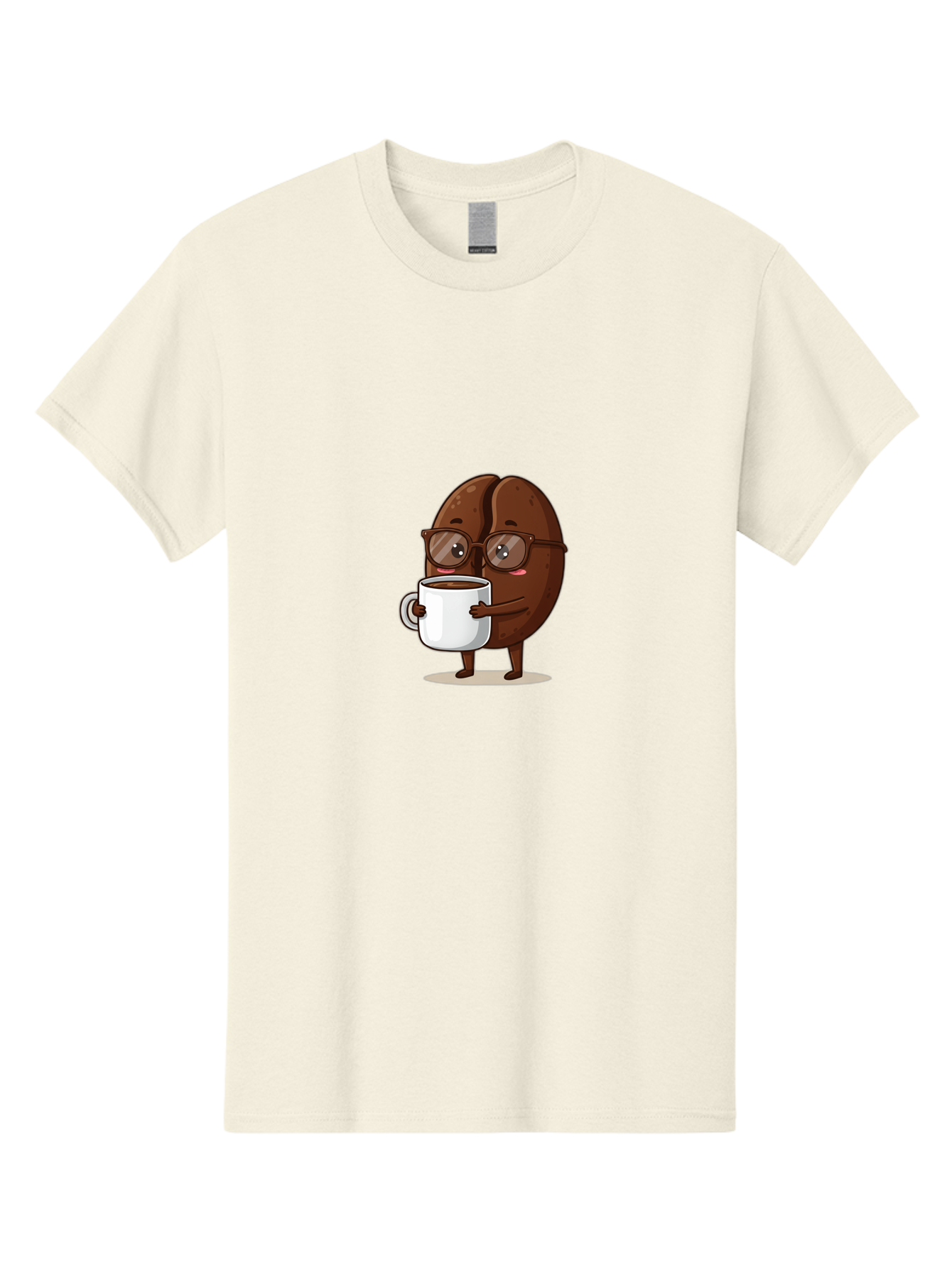 Coffee-Bean-Character-4 Men'S Graphic Tee, 100% Cotton, Comfortable Casual Summer Wear, Machine Washable, Coffee Bean Character, Coffee Lover, Brown Coffee Bean, Holding Coffee Mug, Coffee Break, Cartoon Style, Coffee Culture, Funny Character, Bab776