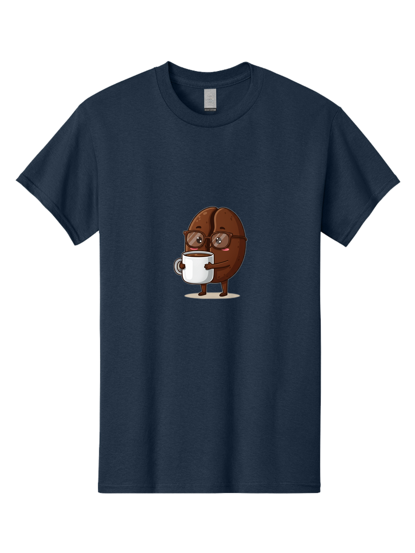 Coffee-Bean-Character-4 Men'S Graphic Tee, 100% Cotton, Comfortable Casual Summer Wear, Machine Washable, Coffee Bean Character, Coffee Lover, Brown Coffee Bean, Holding Coffee Mug, Coffee Break, Cartoon Style, Coffee Culture, Funny Character, Bab776