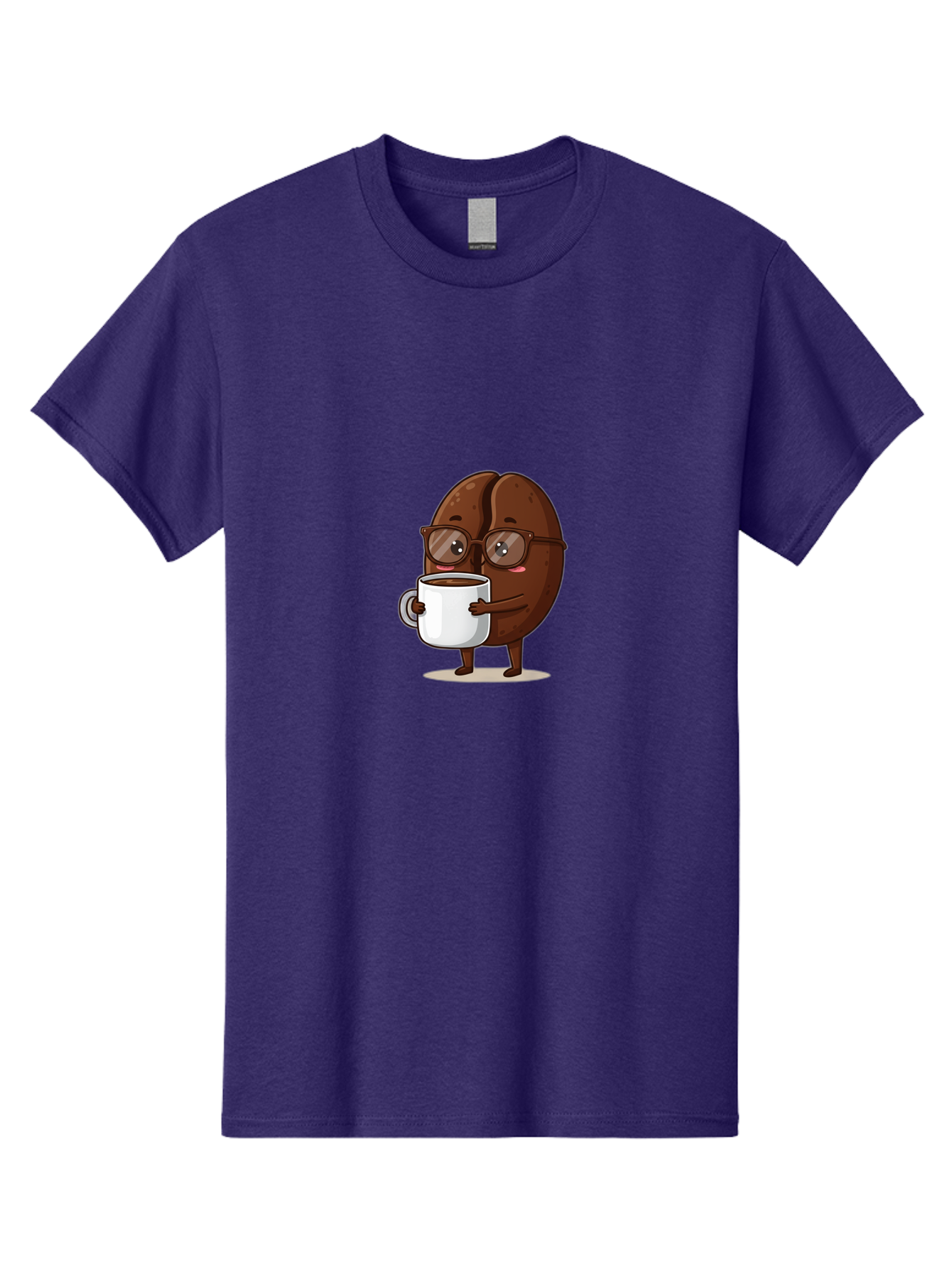 Coffee-Bean-Character-4 Men'S Graphic Tee, 100% Cotton, Comfortable Casual Summer Wear, Machine Washable, Coffee Bean Character, Coffee Lover, Brown Coffee Bean, Holding Coffee Mug, Coffee Break, Cartoon Style, Coffee Culture, Funny Character, Bab776