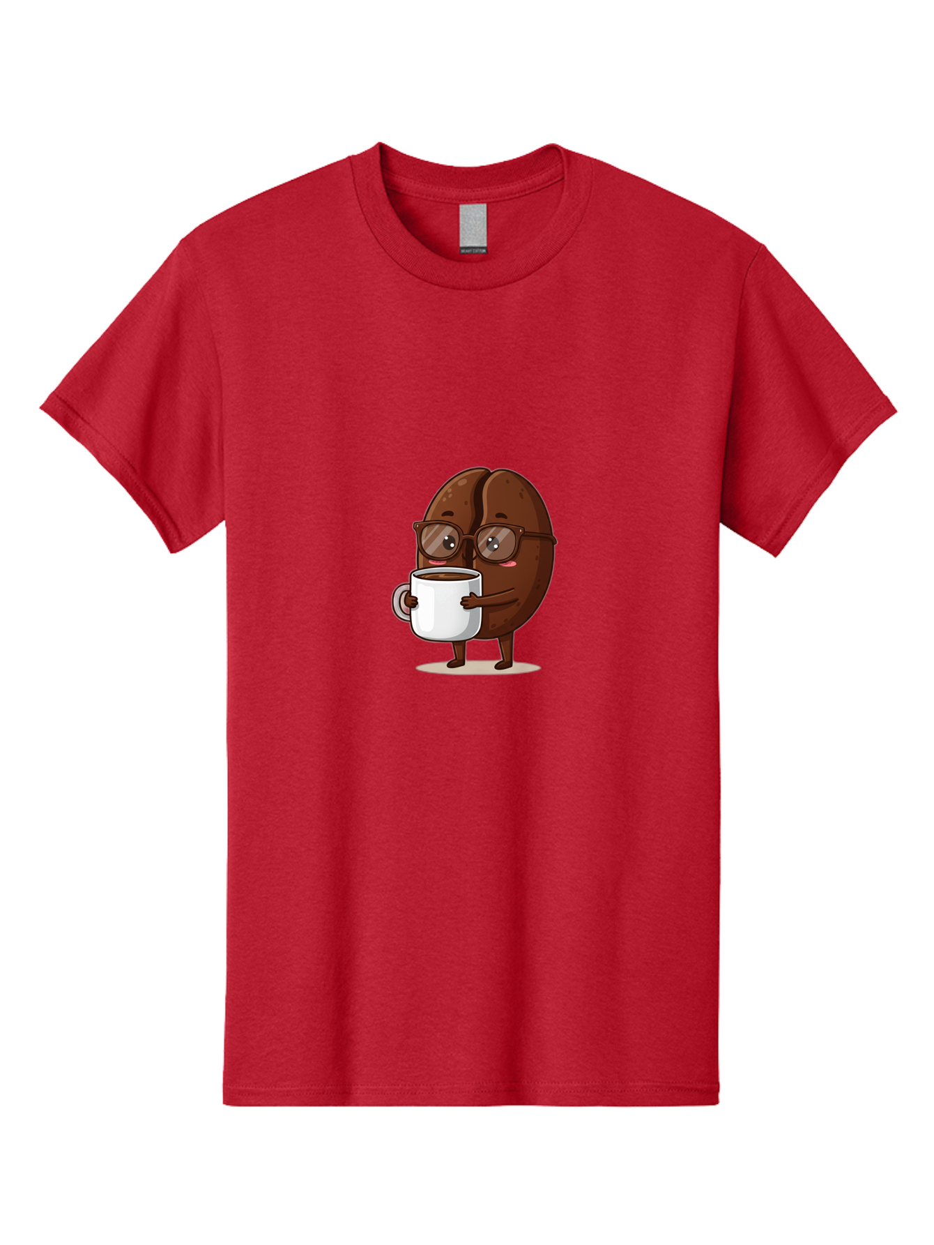 Coffee-Bean-Character-4 Men'S Graphic Tee, 100% Cotton, Comfortable Casual Summer Wear, Machine Washable, Coffee Bean Character, Coffee Lover, Brown Coffee Bean, Holding Coffee Mug, Coffee Break, Cartoon Style, Coffee Culture, Funny Character, Bab776