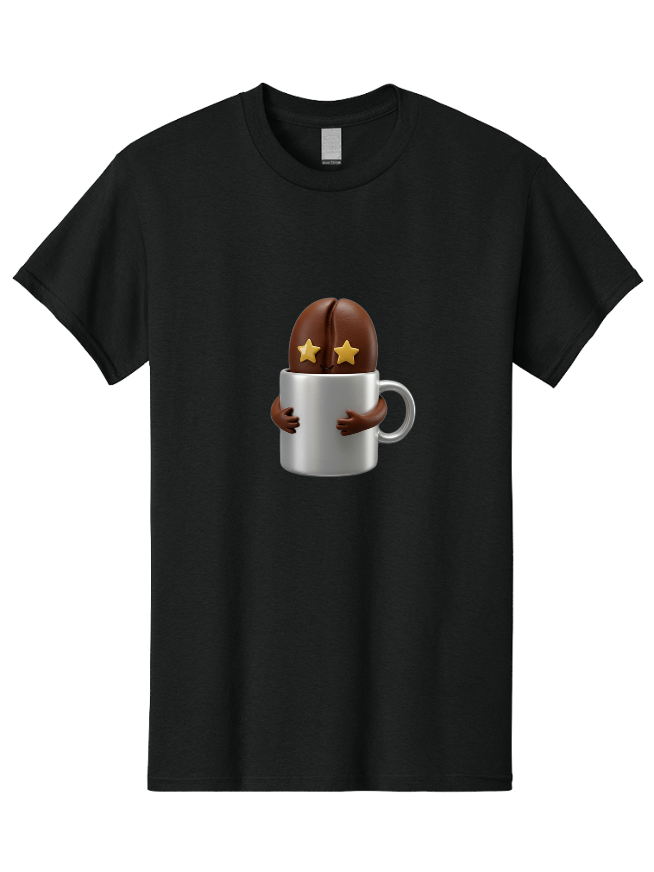 Coffee-Bean-In-A-Cup Men'S Graphic Tee, 100% Cotton, Comfortable Casual Summer Wear, Machine Washable, Coffee Bean Character, Coffee Cup, Cute Illustration, Cartoon Coffee, Coffee Culture, Coffee Love, Morning Coffee, Coffee Beans, Coffee Art Bab778