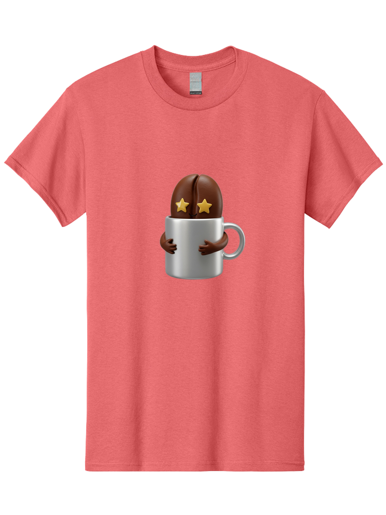 Coffee-Bean-In-A-Cup Men'S Graphic Tee, 100% Cotton, Comfortable Casual Summer Wear, Machine Washable, Coffee Bean Character, Coffee Cup, Cute Illustration, Cartoon Coffee, Coffee Culture, Coffee Love, Morning Coffee, Coffee Beans, Coffee Art Bab778