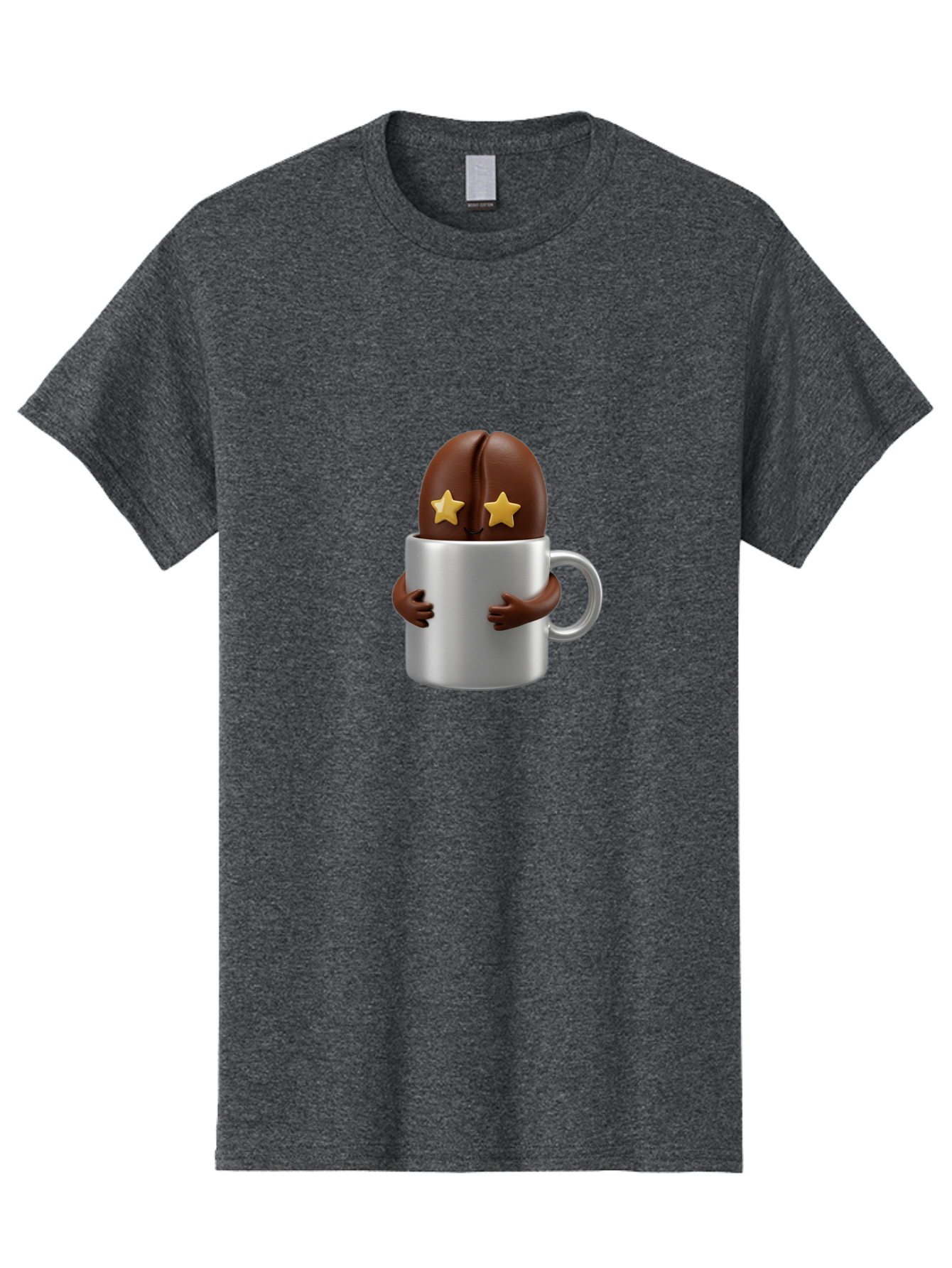 Coffee-Bean-In-A-Cup Men'S Graphic Tee, 100% Cotton, Comfortable Casual Summer Wear, Machine Washable, Coffee Bean Character, Coffee Cup, Cute Illustration, Cartoon Coffee, Coffee Culture, Coffee Love, Morning Coffee, Coffee Beans, Coffee Art Bab778