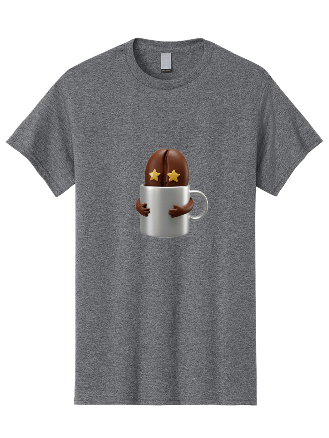 Coffee-Bean-In-A-Cup Men'S Graphic Tee, 100% Cotton, Comfortable Casual Summer Wear, Machine Washable, Coffee Bean Character, Coffee Cup, Cute Illustration, Cartoon Coffee, Coffee Culture, Coffee Love, Morning Coffee, Coffee Beans, Coffee Art Bab778