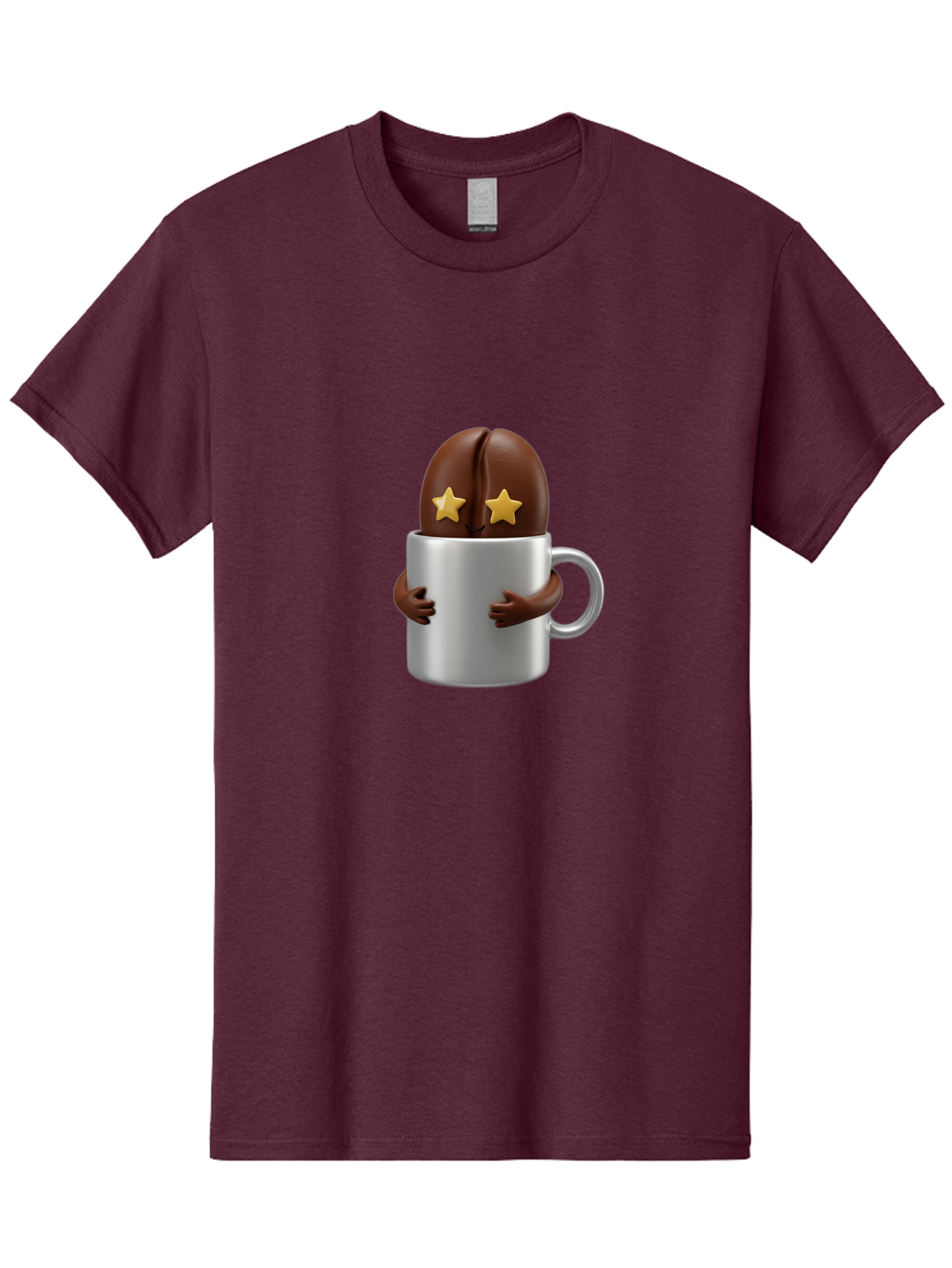 Coffee-Bean-In-A-Cup Men'S Graphic Tee, 100% Cotton, Comfortable Casual Summer Wear, Machine Washable, Coffee Bean Character, Coffee Cup, Cute Illustration, Cartoon Coffee, Coffee Culture, Coffee Love, Morning Coffee, Coffee Beans, Coffee Art Bab778