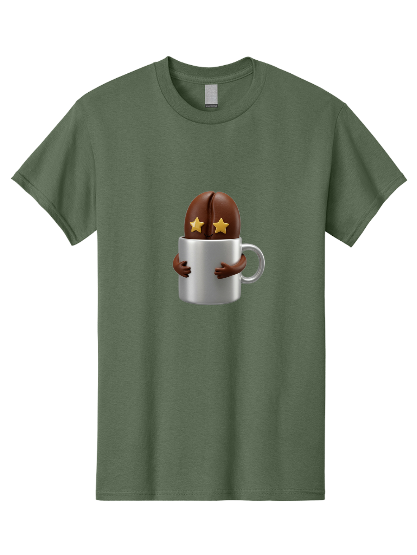 Coffee-Bean-In-A-Cup Men'S Graphic Tee, 100% Cotton, Comfortable Casual Summer Wear, Machine Washable, Coffee Bean Character, Coffee Cup, Cute Illustration, Cartoon Coffee, Coffee Culture, Coffee Love, Morning Coffee, Coffee Beans, Coffee Art Bab778