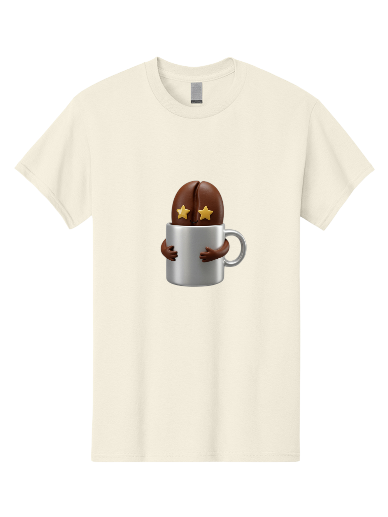 Coffee-Bean-In-A-Cup Men'S Graphic Tee, 100% Cotton, Comfortable Casual Summer Wear, Machine Washable, Coffee Bean Character, Coffee Cup, Cute Illustration, Cartoon Coffee, Coffee Culture, Coffee Love, Morning Coffee, Coffee Beans, Coffee Art Bab778