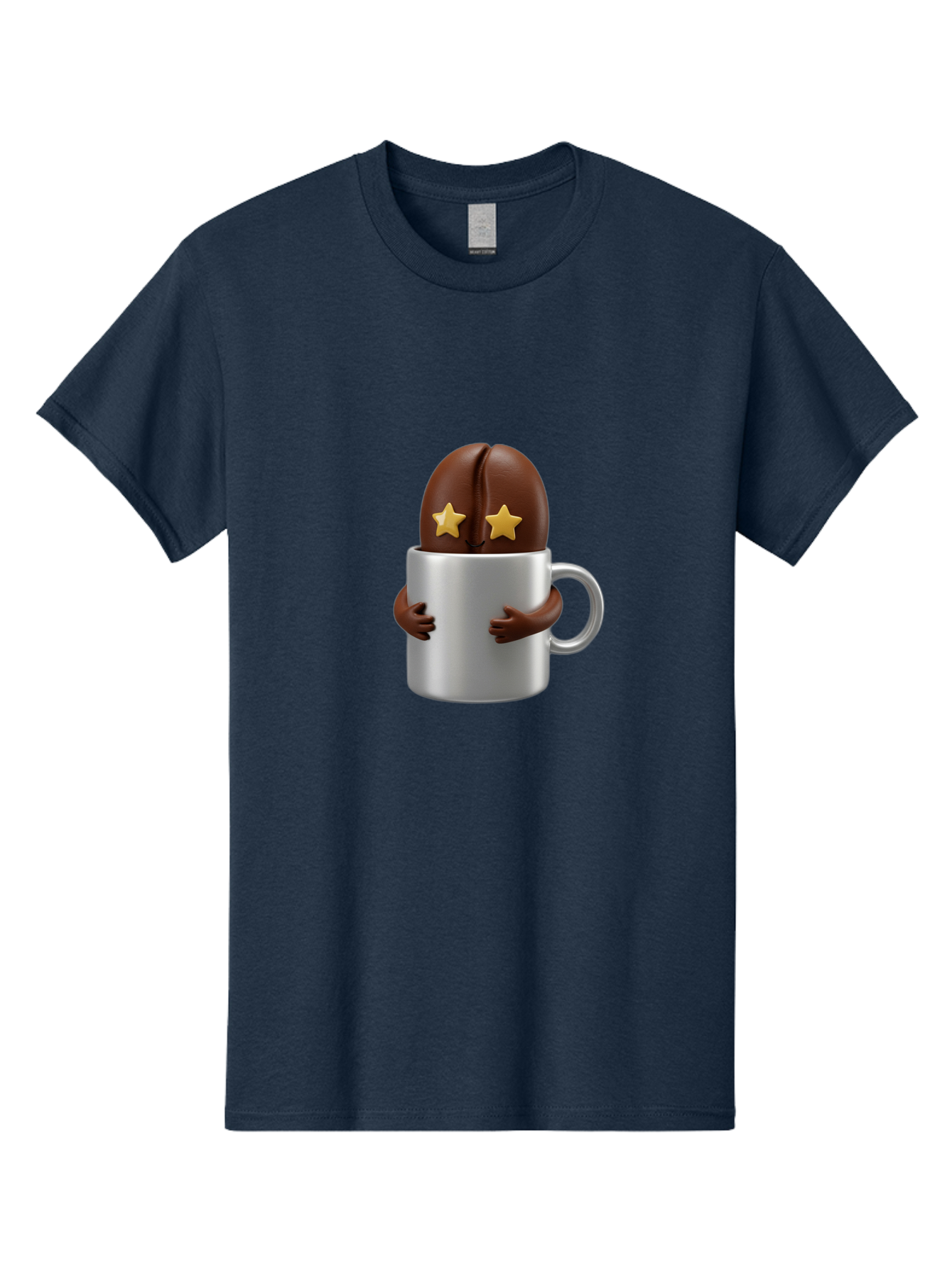 Coffee-Bean-In-A-Cup Men'S Graphic Tee, 100% Cotton, Comfortable Casual Summer Wear, Machine Washable, Coffee Bean Character, Coffee Cup, Cute Illustration, Cartoon Coffee, Coffee Culture, Coffee Love, Morning Coffee, Coffee Beans, Coffee Art Bab778