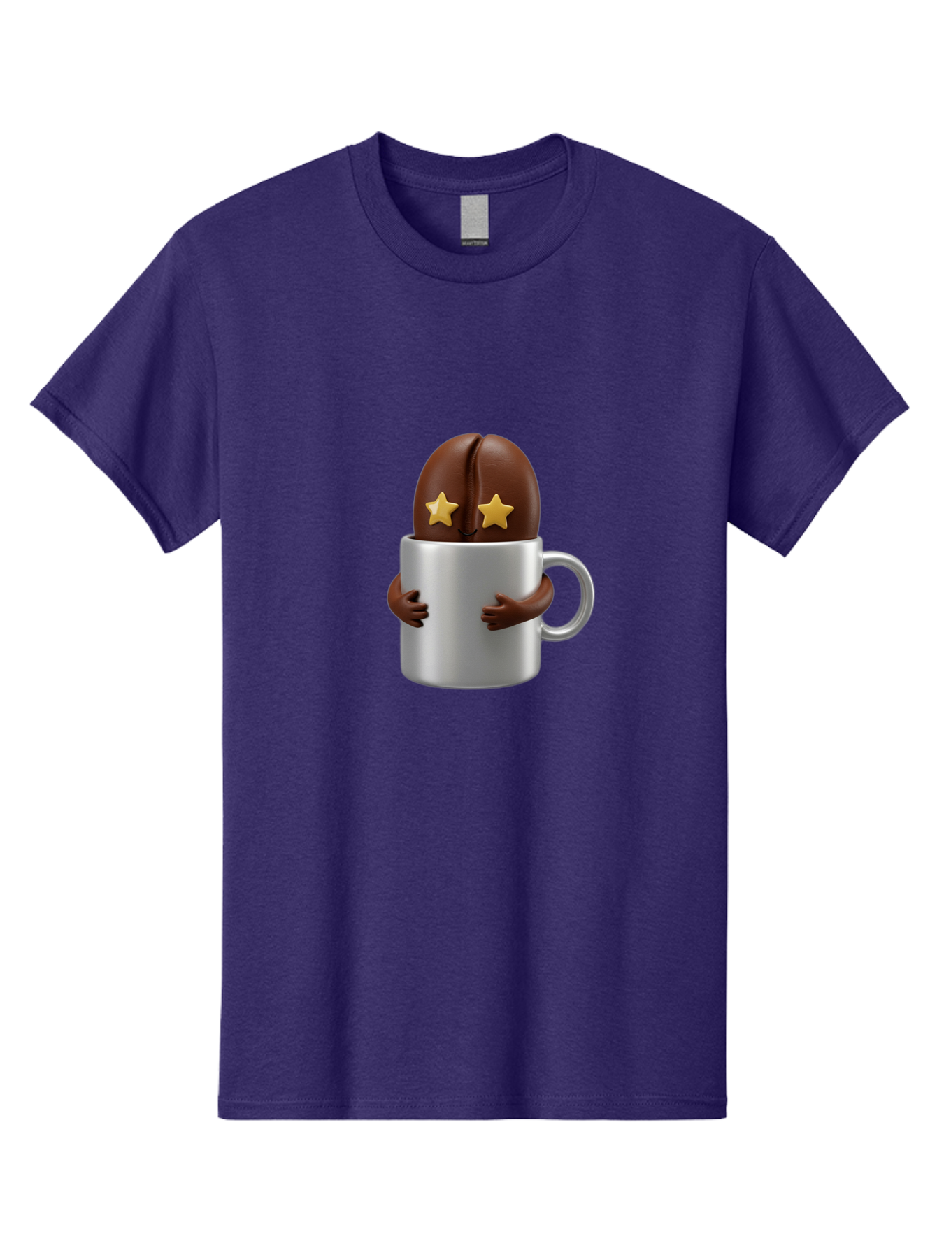 Coffee-Bean-In-A-Cup Men'S Graphic Tee, 100% Cotton, Comfortable Casual Summer Wear, Machine Washable, Coffee Bean Character, Coffee Cup, Cute Illustration, Cartoon Coffee, Coffee Culture, Coffee Love, Morning Coffee, Coffee Beans, Coffee Art Bab778