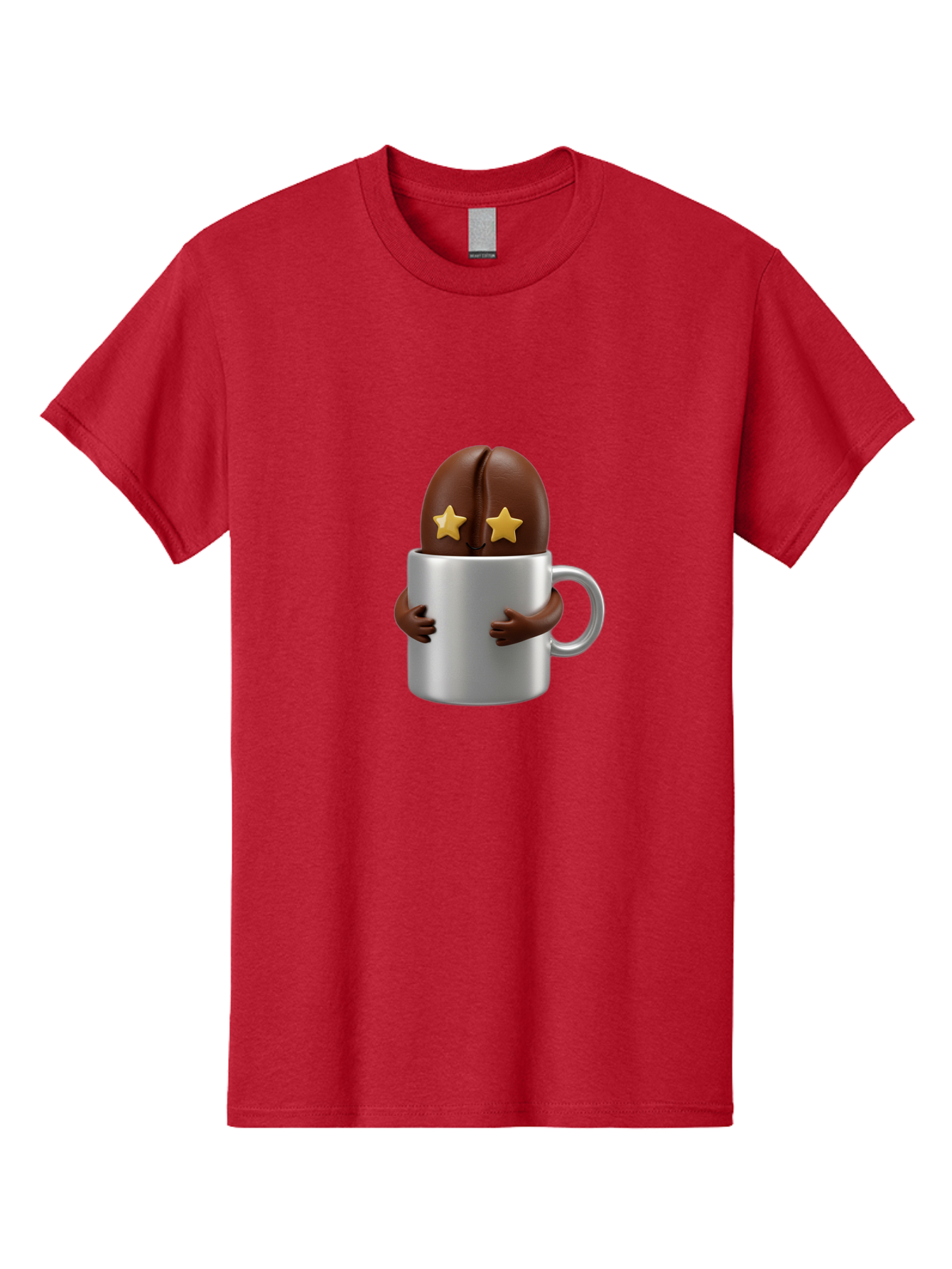 Coffee-Bean-In-A-Cup Men'S Graphic Tee, 100% Cotton, Comfortable Casual Summer Wear, Machine Washable, Coffee Bean Character, Coffee Cup, Cute Illustration, Cartoon Coffee, Coffee Culture, Coffee Love, Morning Coffee, Coffee Beans, Coffee Art Bab778
