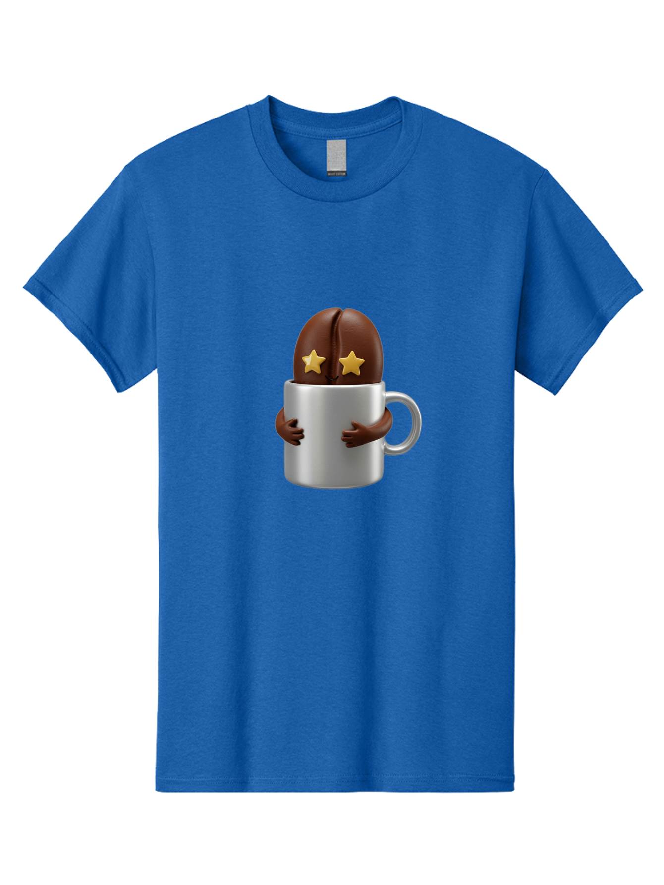 Coffee-Bean-In-A-Cup Men'S Graphic Tee, 100% Cotton, Comfortable Casual Summer Wear, Machine Washable, Coffee Bean Character, Coffee Cup, Cute Illustration, Cartoon Coffee, Coffee Culture, Coffee Love, Morning Coffee, Coffee Beans, Coffee Art Bab778