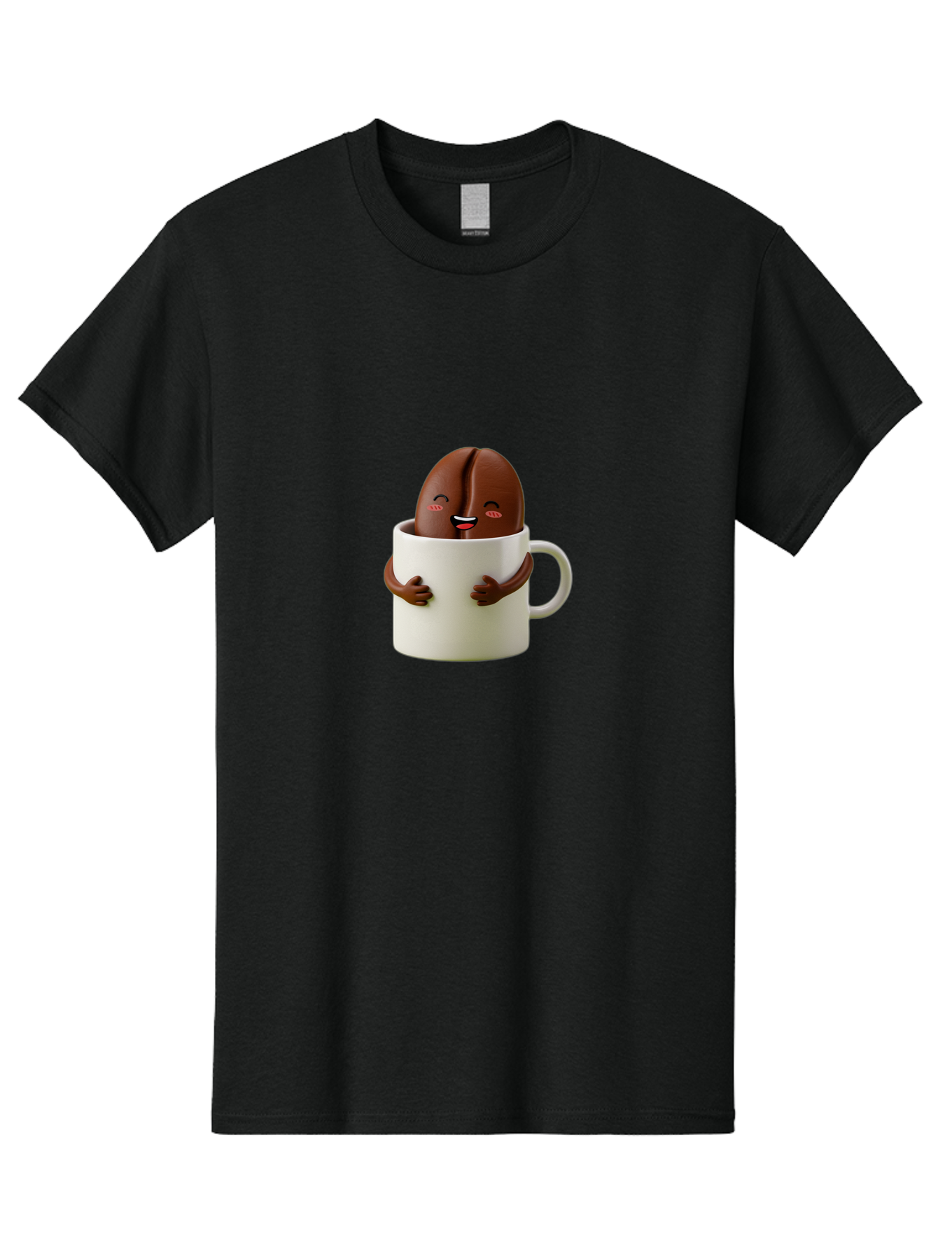 Coffee-Bean-In-Cup Men'S Graphic Tee, 100% Cotton, Comfortable Casual Summer Wear, Machine Washable, Chocolate-Covered Coffee Bean, Coffee Lover, Cute Cartoon Character, Funny Beverage, Happy Face, Quirky Design, Coffee Break, Bab779