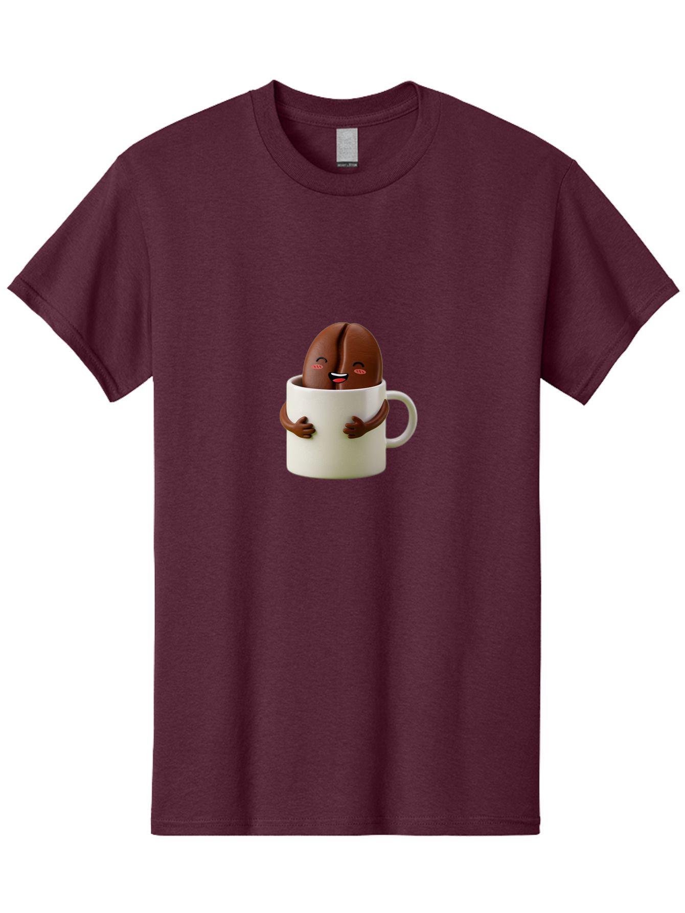Coffee-Bean-In-Cup Men'S Graphic Tee, 100% Cotton, Comfortable Casual Summer Wear, Machine Washable, Chocolate-Covered Coffee Bean, Coffee Lover, Cute Cartoon Character, Funny Beverage, Happy Face, Quirky Design, Coffee Break, Bab779