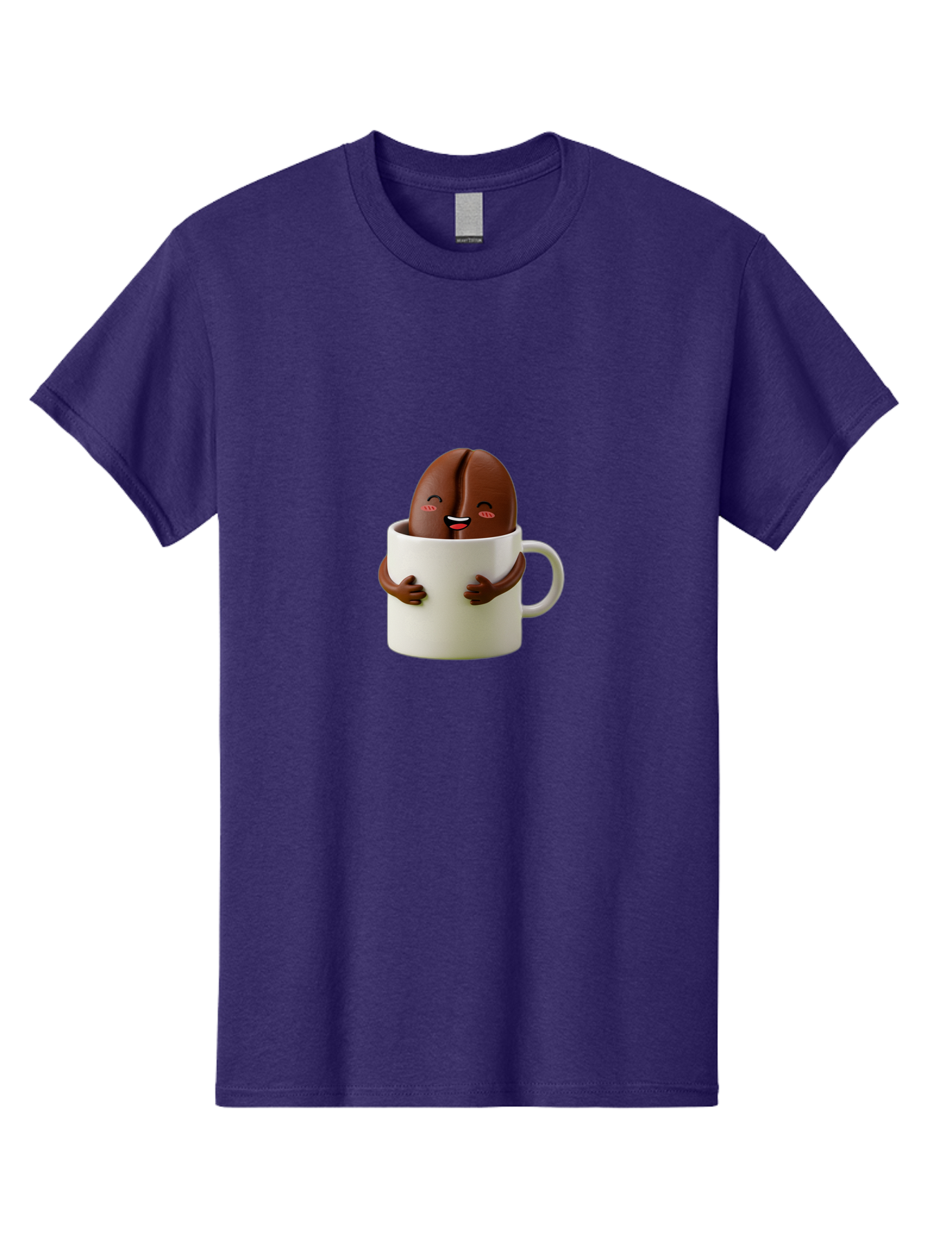 Coffee-Bean-In-Cup Men'S Graphic Tee, 100% Cotton, Comfortable Casual Summer Wear, Machine Washable, Chocolate-Covered Coffee Bean, Coffee Lover, Cute Cartoon Character, Funny Beverage, Happy Face, Quirky Design, Coffee Break, Bab779