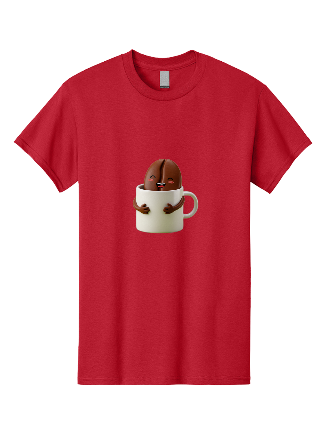 Coffee-Bean-In-Cup Men'S Graphic Tee, 100% Cotton, Comfortable Casual Summer Wear, Machine Washable, Chocolate-Covered Coffee Bean, Coffee Lover, Cute Cartoon Character, Funny Beverage, Happy Face, Quirky Design, Coffee Break, Bab779