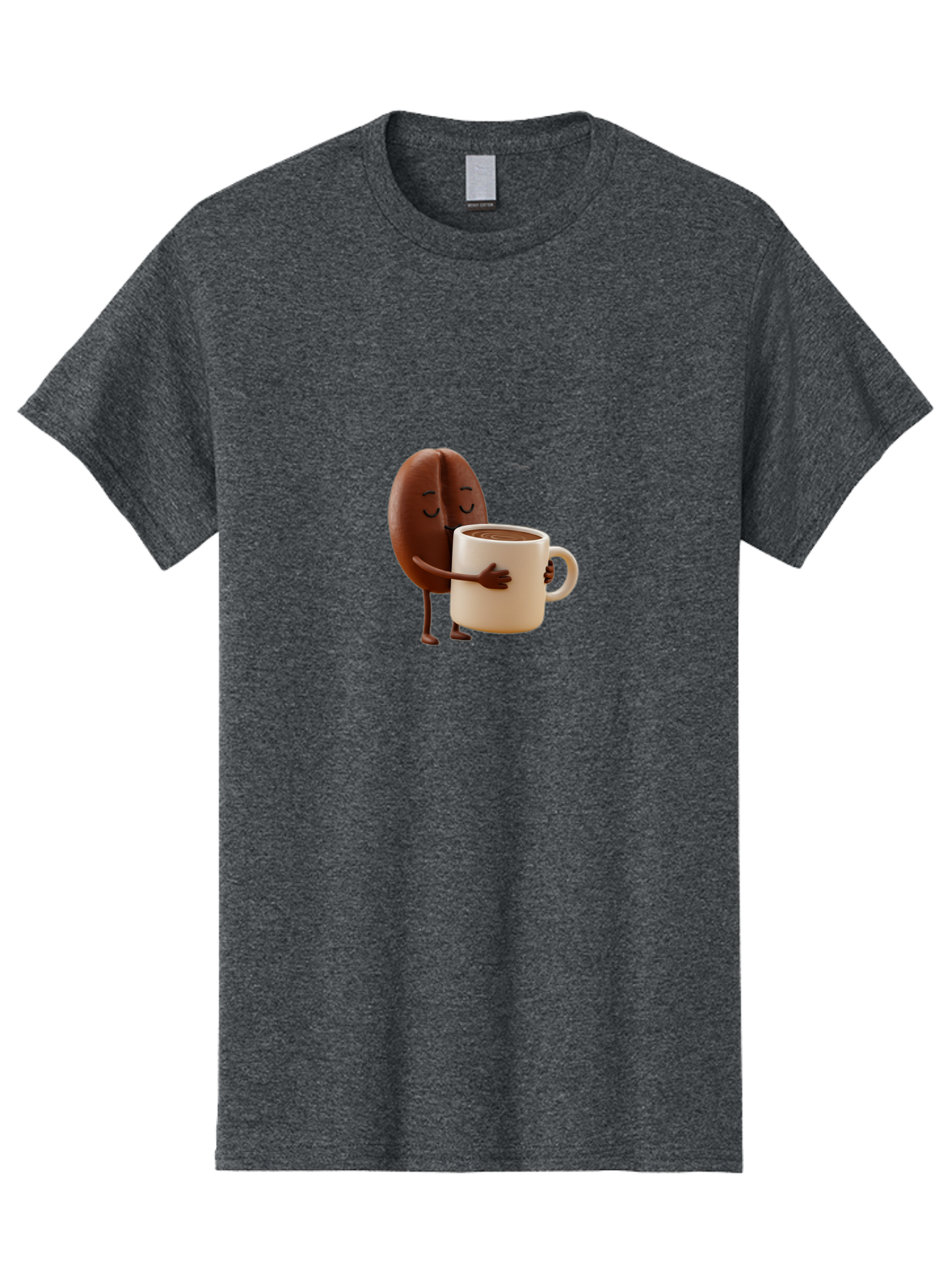 Coffee-Bean Men'S Graphic Tee, 100% Cotton, Comfortable Casual Summer Wear, Machine Washable, Coffee Bean, Anthropomorphic Character, Holding Coffee Cup, Warm Beverage, Coffee Lover, Cute Character, Cartoon Style, Morning Routine, Coffee Time Bab781