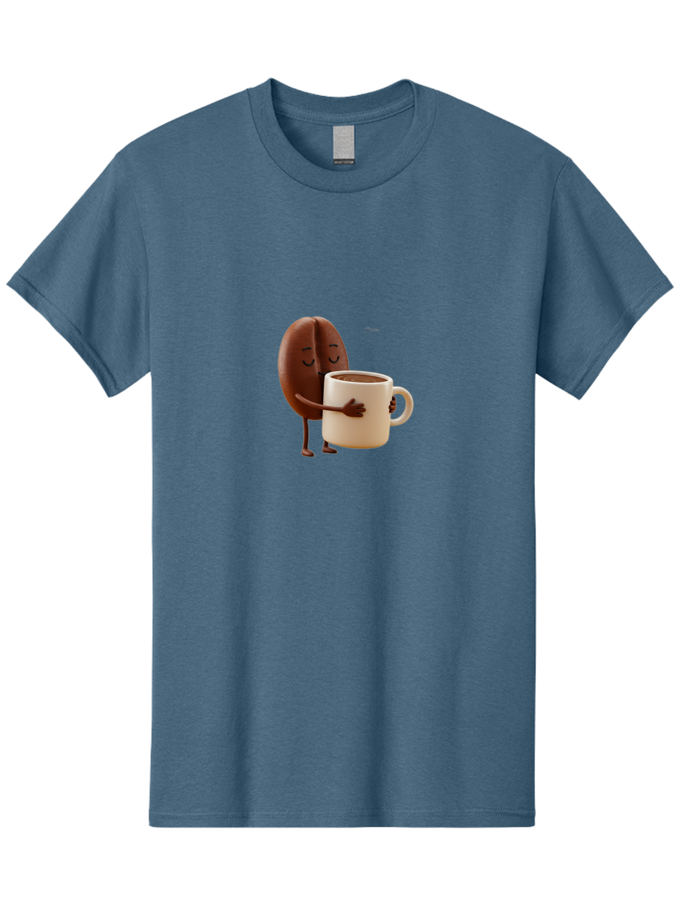 Coffee-Bean Men'S Graphic Tee, 100% Cotton, Comfortable Casual Summer Wear, Machine Washable, Coffee Bean, Anthropomorphic Character, Holding Coffee Cup, Warm Beverage, Coffee Lover, Cute Character, Cartoon Style, Morning Routine, Coffee Time Bab781
