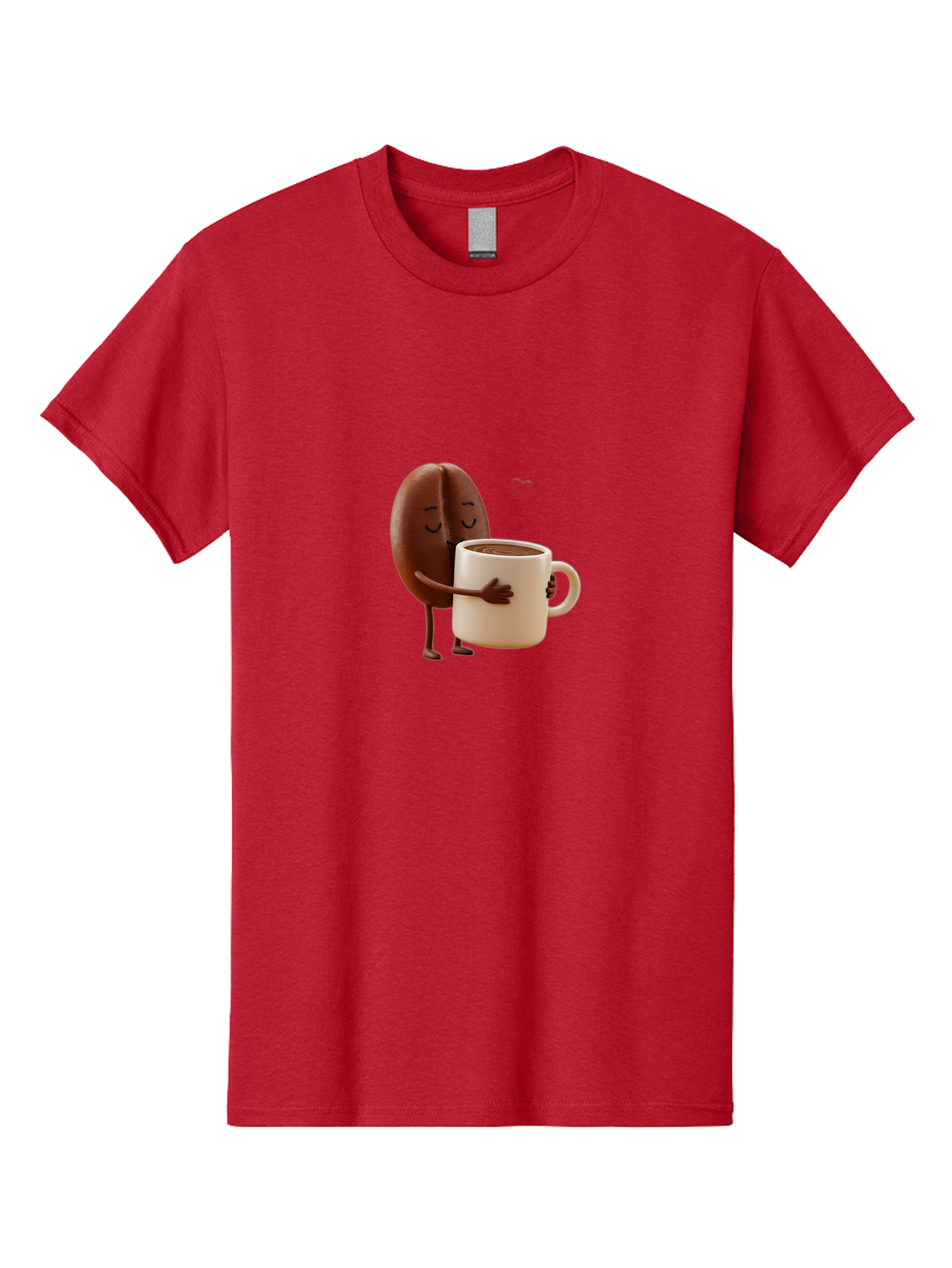 Coffee-Bean Men'S Graphic Tee, 100% Cotton, Comfortable Casual Summer Wear, Machine Washable, Coffee Bean, Anthropomorphic Character, Holding Coffee Cup, Warm Beverage, Coffee Lover, Cute Character, Cartoon Style, Morning Routine, Coffee Time Bab781