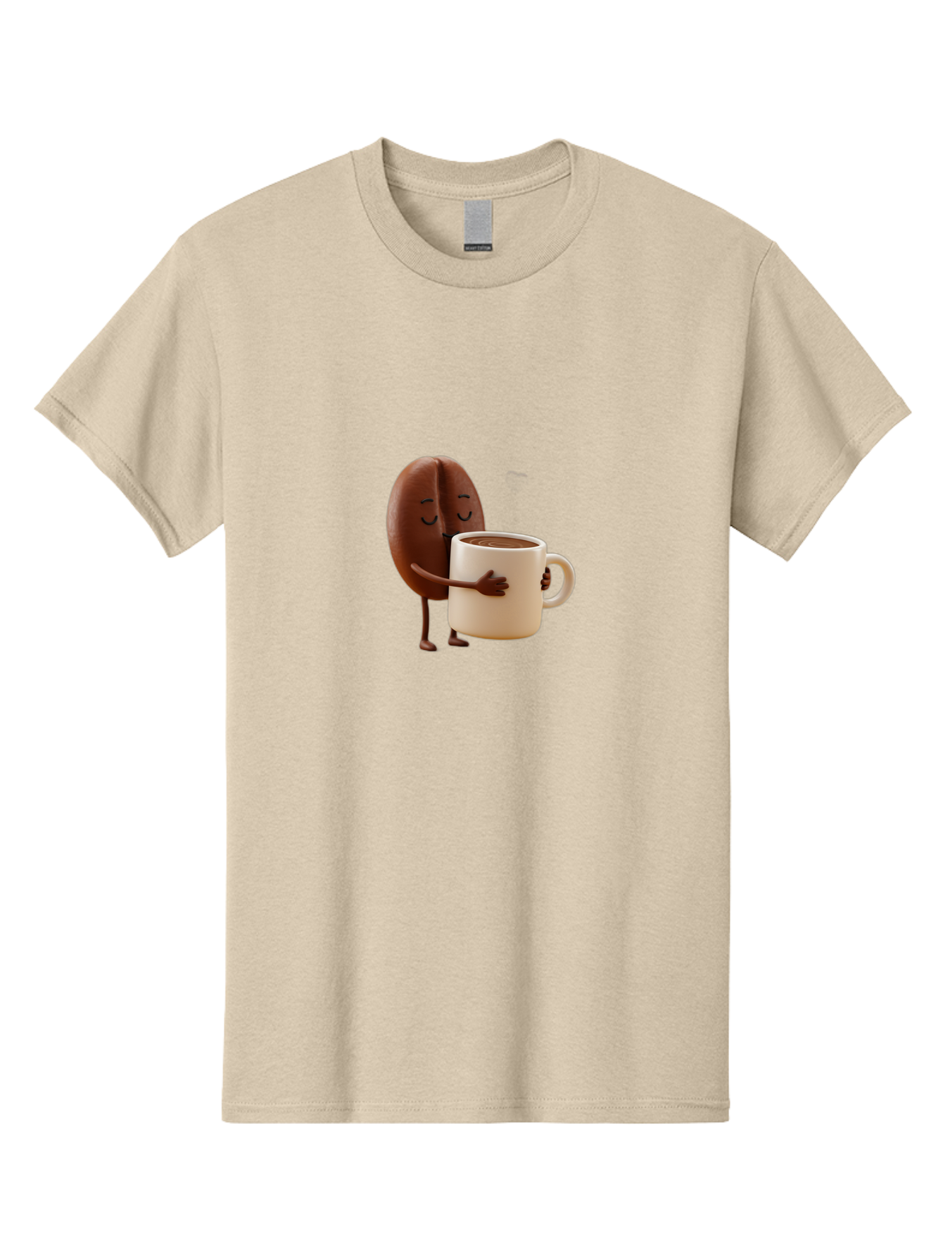 Coffee-Bean Men'S Graphic Tee, 100% Cotton, Comfortable Casual Summer Wear, Machine Washable, Coffee Bean, Anthropomorphic Character, Holding Coffee Cup, Warm Beverage, Coffee Lover, Cute Character, Cartoon Style, Morning Routine, Coffee Time Bab781
