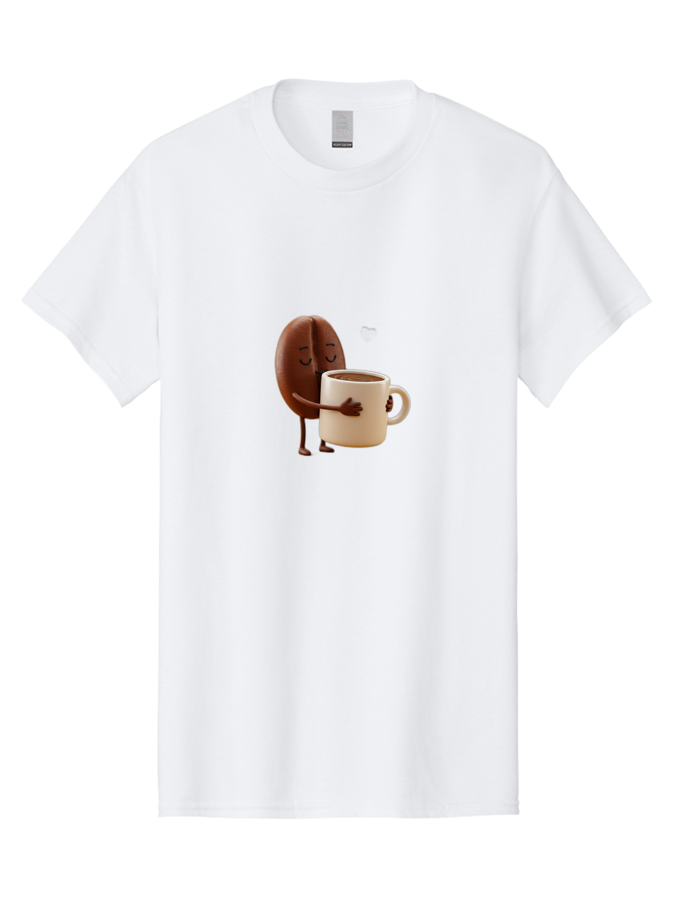 Coffee-Bean Men'S Graphic Tee, 100% Cotton, Comfortable Casual Summer Wear, Machine Washable, Coffee Bean, Anthropomorphic Character, Holding Coffee Cup, Warm Beverage, Coffee Lover, Cute Character, Cartoon Style, Morning Routine, Coffee Time Bab781