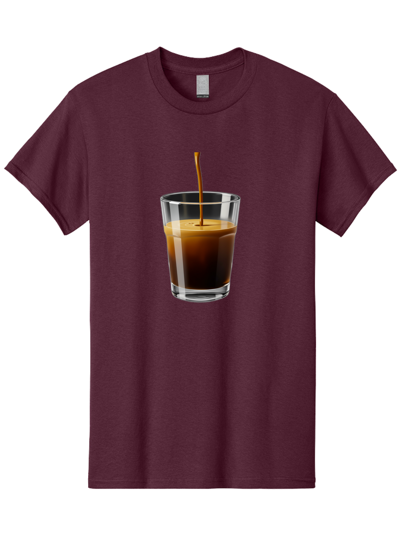 Coffee-Being-Poured-Into-A-Glass Men'S Graphic Tee, 100% Cotton, Comfortable Casual Summer Wear, Machine Washable, Coffee Being Poured, Espresso In Glass, Dark Brown Liquid, Coffee Drink, Beverage, Drinkware, Transparent Glass Bab783