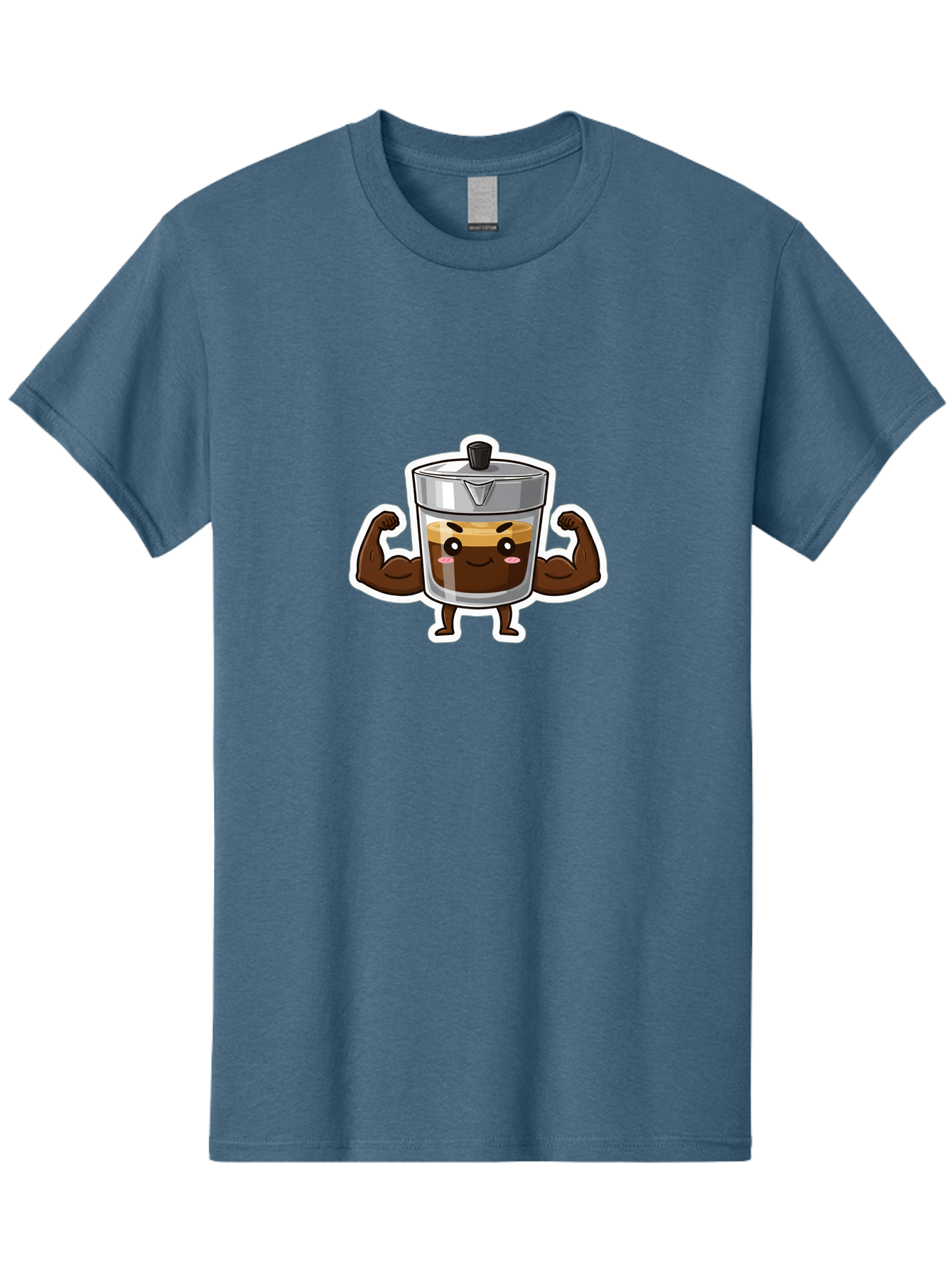 Coffee-Character Men'S Graphic Tee, 100% Cotton, Comfortable Casual Summer Wear, Machine Washable, Cartoon Coffee, Muscular Arms, Flexing Biceps, Coffee Cup, Brown Coffee, Silver Lid, Anthropomorphic Coffee, Funny Coffee, Coffee Character, Bab785