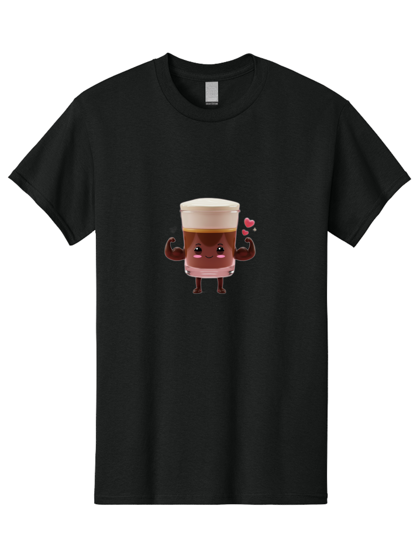 Coffee-Cup-2 Men'S Graphic Tee, 100% Cotton, Comfortable Casual Summer Wear, Machine Washable, Cartoon Coffee Cup, Strong Personality, Flexing Muscles, Smiling Face, Coffee Lover, Coffee Culture, Morning Pick-Me-Up, Coffee Break Bab787