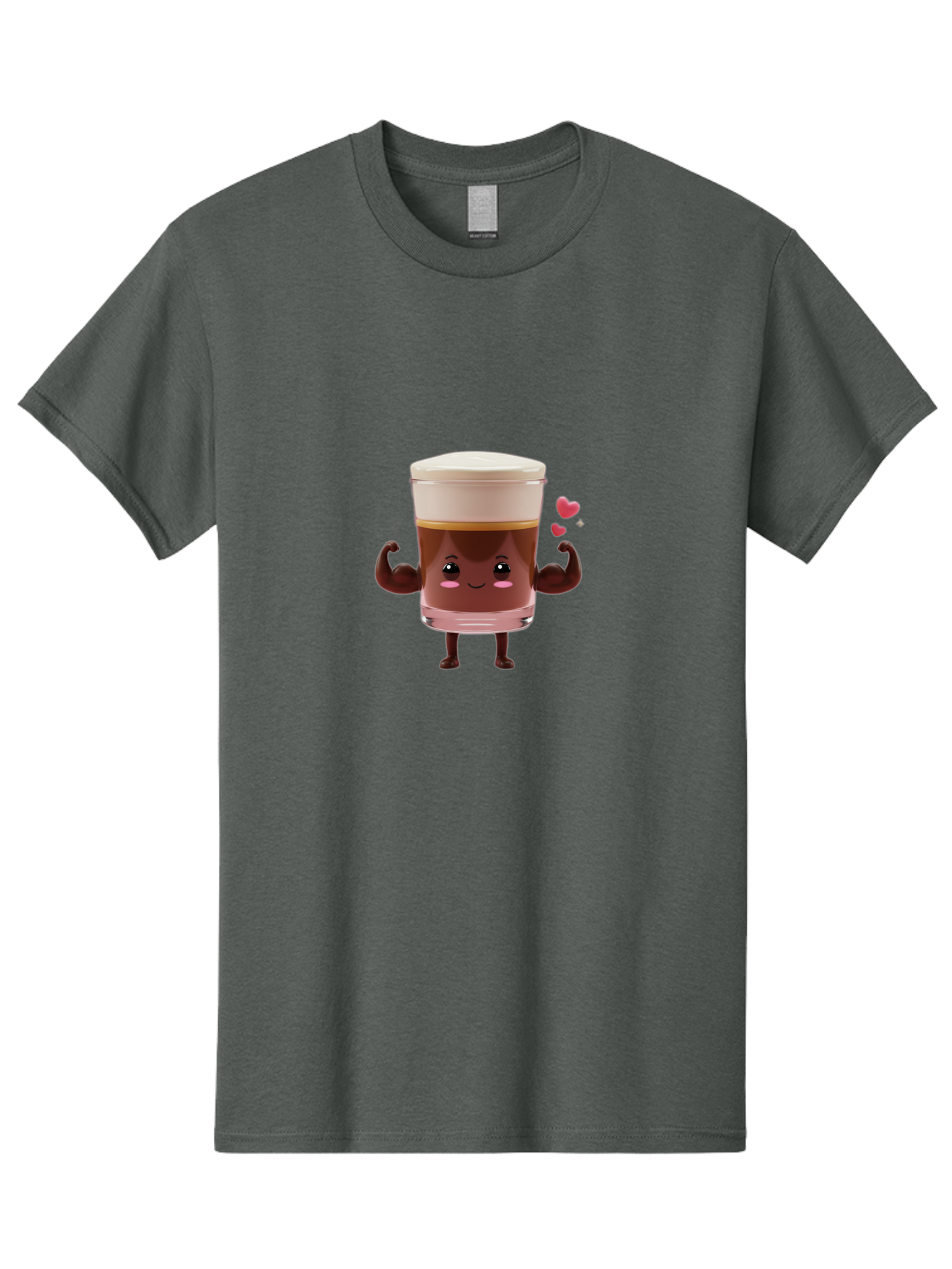 Coffee-Cup-2 Men'S Graphic Tee, 100% Cotton, Comfortable Casual Summer Wear, Machine Washable, Cartoon Coffee Cup, Strong Personality, Flexing Muscles, Smiling Face, Coffee Lover, Coffee Culture, Morning Pick-Me-Up, Coffee Break Bab787