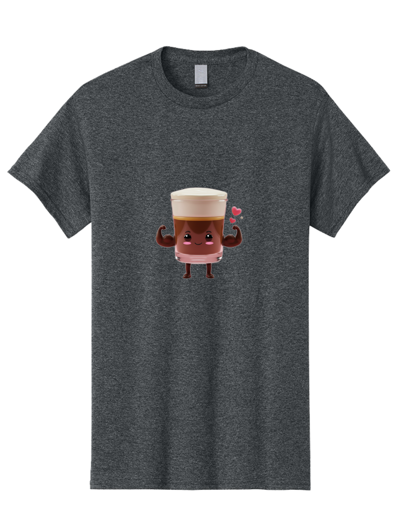 Coffee-Cup-2 Men'S Graphic Tee, 100% Cotton, Comfortable Casual Summer Wear, Machine Washable, Cartoon Coffee Cup, Strong Personality, Flexing Muscles, Smiling Face, Coffee Lover, Coffee Culture, Morning Pick-Me-Up, Coffee Break Bab787