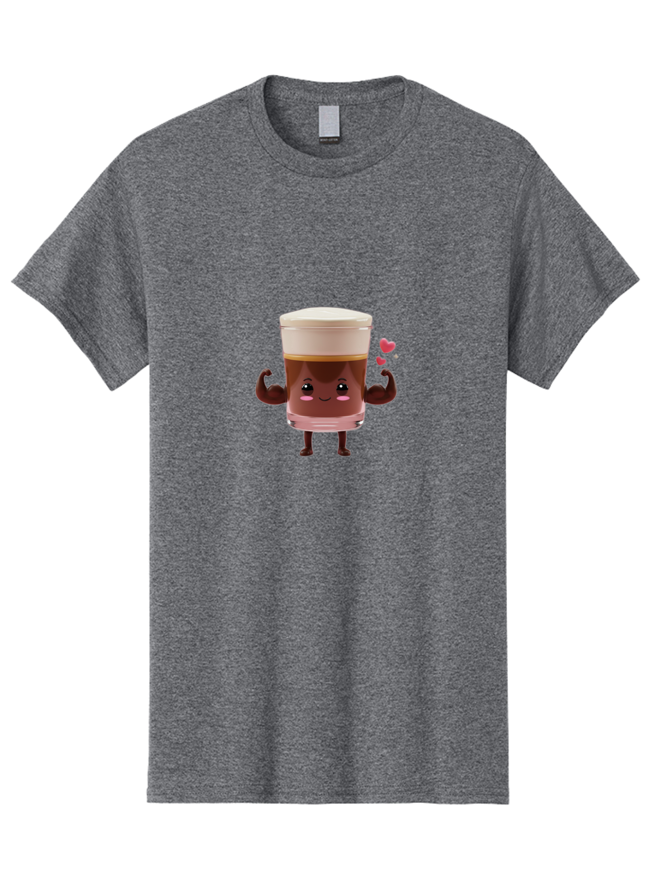 Coffee-Cup-2 Men'S Graphic Tee, 100% Cotton, Comfortable Casual Summer Wear, Machine Washable, Cartoon Coffee Cup, Strong Personality, Flexing Muscles, Smiling Face, Coffee Lover, Coffee Culture, Morning Pick-Me-Up, Coffee Break Bab787