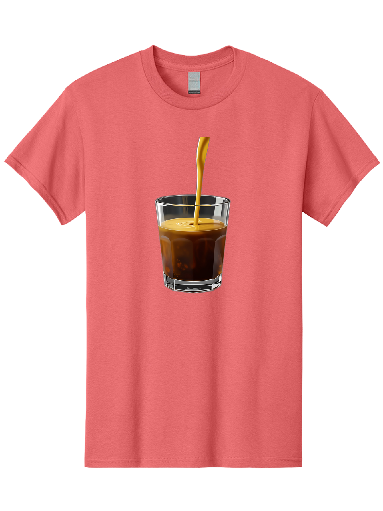 Coffee-In-Glass Men'S Graphic Tee, 100% Cotton, Comfortable Casual Summer Wear, Machine Washable, Coffee Being Poured, Espresso In A Glass, Coffee Drink, Creamy Texture, Rich Flavor, Coffee Lover, Morning Pick-Me-Up, Caffeine Fix Bab801