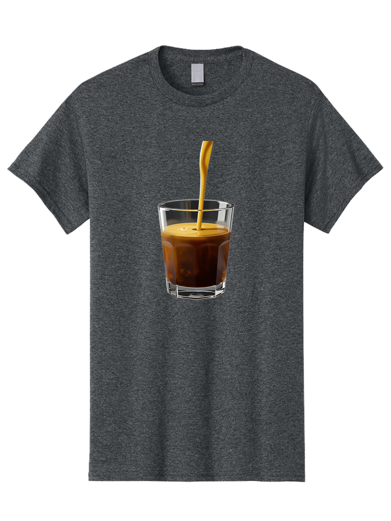 Coffee-In-Glass Men'S Graphic Tee, 100% Cotton, Comfortable Casual Summer Wear, Machine Washable, Coffee Being Poured, Espresso In A Glass, Coffee Drink, Creamy Texture, Rich Flavor, Coffee Lover, Morning Pick-Me-Up, Caffeine Fix Bab801