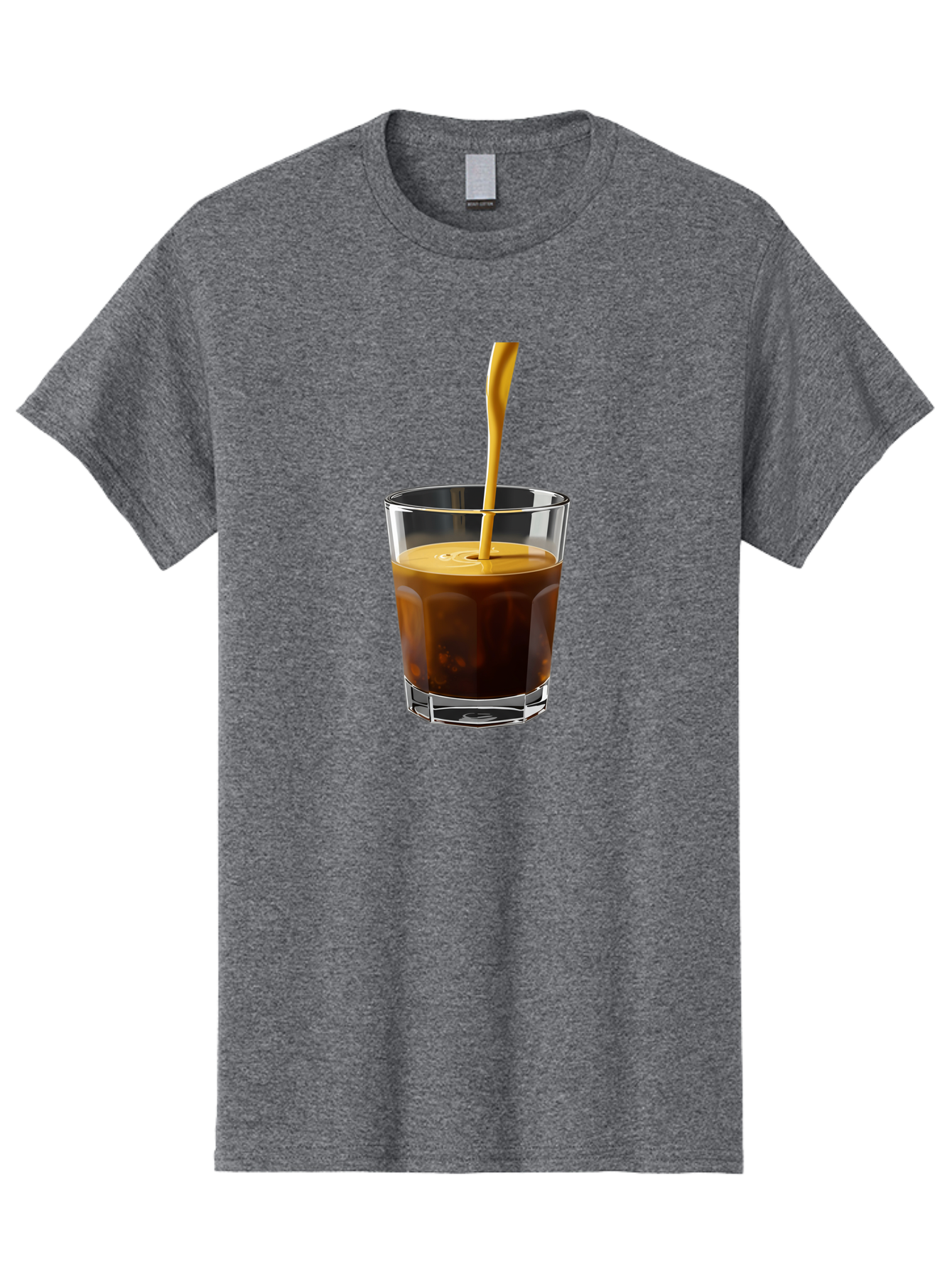 Coffee-In-Glass Men'S Graphic Tee, 100% Cotton, Comfortable Casual Summer Wear, Machine Washable, Coffee Being Poured, Espresso In A Glass, Coffee Drink, Creamy Texture, Rich Flavor, Coffee Lover, Morning Pick-Me-Up, Caffeine Fix Bab801
