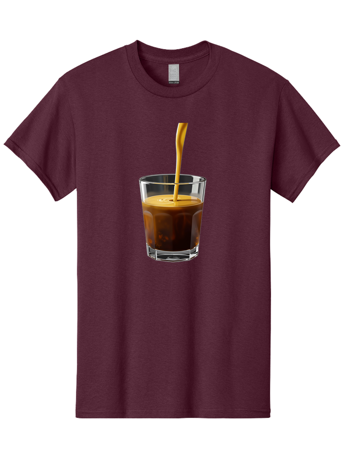 Coffee-In-Glass Men'S Graphic Tee, 100% Cotton, Comfortable Casual Summer Wear, Machine Washable, Coffee Being Poured, Espresso In A Glass, Coffee Drink, Creamy Texture, Rich Flavor, Coffee Lover, Morning Pick-Me-Up, Caffeine Fix Bab801