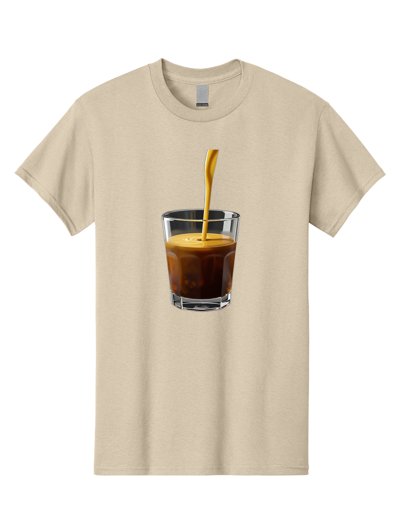 Coffee-In-Glass Men'S Graphic Tee, 100% Cotton, Comfortable Casual Summer Wear, Machine Washable, Coffee Being Poured, Espresso In A Glass, Coffee Drink, Creamy Texture, Rich Flavor, Coffee Lover, Morning Pick-Me-Up, Caffeine Fix Bab801