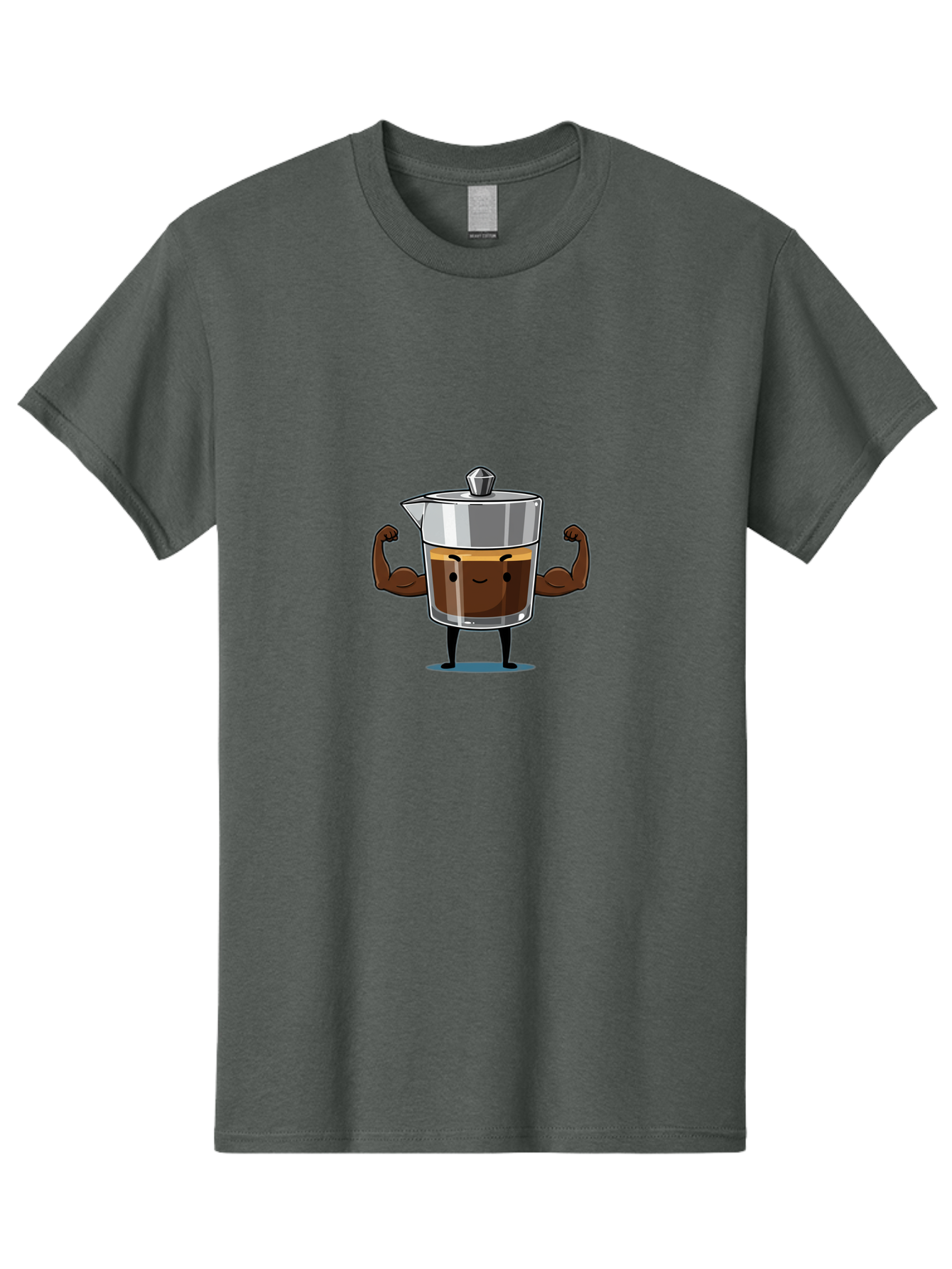 Coffee-Pot Men'S Graphic Tee, 100% Cotton, Comfortable Casual Summer Wear, Machine Washable, Coffee Pot Character, Flexing Arms, Strong Coffee, Cartoon Coffee, Humorous Design, Coffee Humor, Funny Coffee, Coffee Love, Morning Coffee Bab806