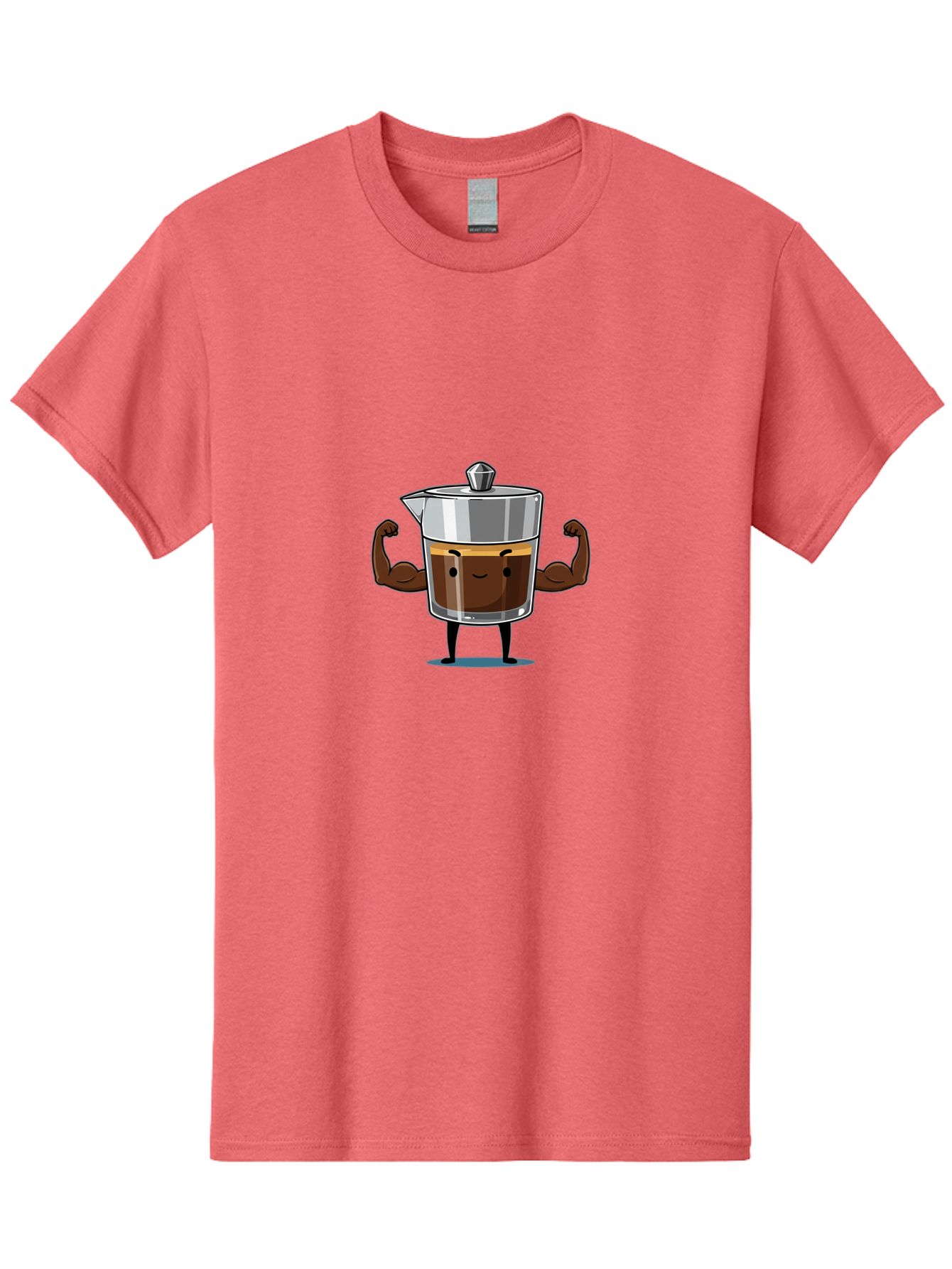 Coffee-Pot Men'S Graphic Tee, 100% Cotton, Comfortable Casual Summer Wear, Machine Washable, Coffee Pot Character, Flexing Arms, Strong Coffee, Cartoon Coffee, Humorous Design, Coffee Humor, Funny Coffee, Coffee Love, Morning Coffee Bab806