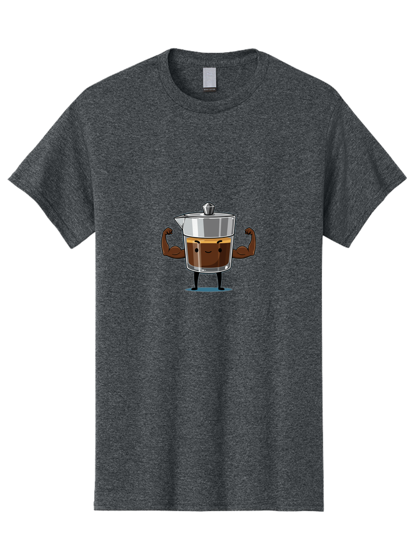 Coffee-Pot Men'S Graphic Tee, 100% Cotton, Comfortable Casual Summer Wear, Machine Washable, Coffee Pot Character, Flexing Arms, Strong Coffee, Cartoon Coffee, Humorous Design, Coffee Humor, Funny Coffee, Coffee Love, Morning Coffee Bab806