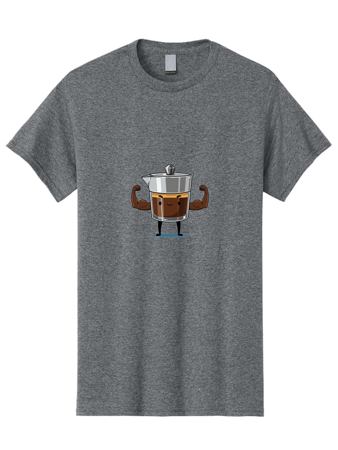 Coffee-Pot Men'S Graphic Tee, 100% Cotton, Comfortable Casual Summer Wear, Machine Washable, Coffee Pot Character, Flexing Arms, Strong Coffee, Cartoon Coffee, Humorous Design, Coffee Humor, Funny Coffee, Coffee Love, Morning Coffee Bab806
