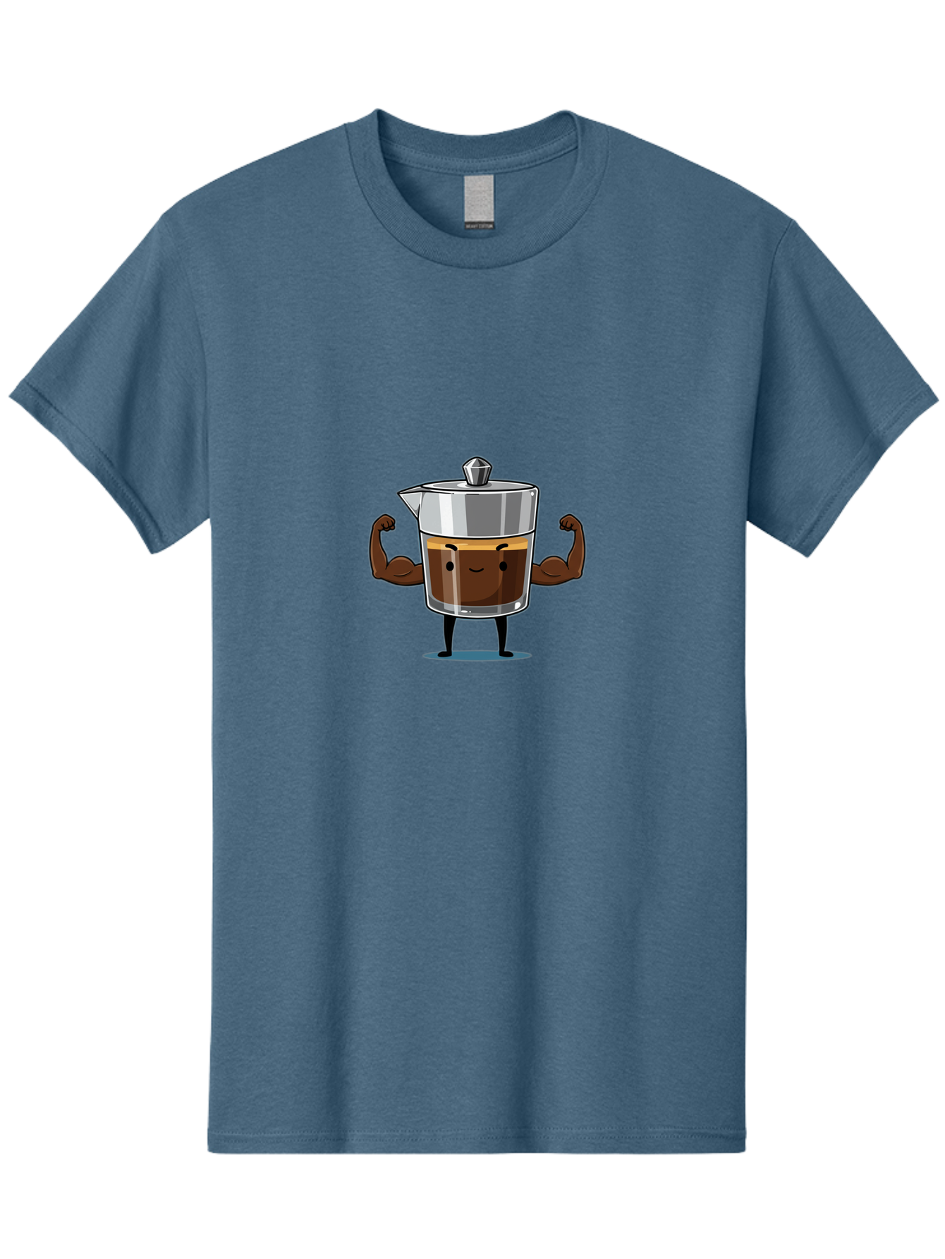 Coffee-Pot Men'S Graphic Tee, 100% Cotton, Comfortable Casual Summer Wear, Machine Washable, Coffee Pot Character, Flexing Arms, Strong Coffee, Cartoon Coffee, Humorous Design, Coffee Humor, Funny Coffee, Coffee Love, Morning Coffee Bab806