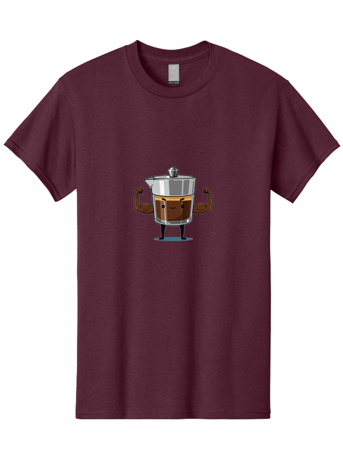 Coffee-Pot Men'S Graphic Tee, 100% Cotton, Comfortable Casual Summer Wear, Machine Washable, Coffee Pot Character, Flexing Arms, Strong Coffee, Cartoon Coffee, Humorous Design, Coffee Humor, Funny Coffee, Coffee Love, Morning Coffee Bab806