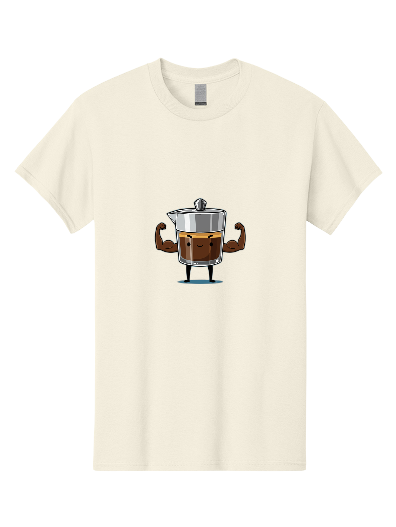 Coffee-Pot Men'S Graphic Tee, 100% Cotton, Comfortable Casual Summer Wear, Machine Washable, Coffee Pot Character, Flexing Arms, Strong Coffee, Cartoon Coffee, Humorous Design, Coffee Humor, Funny Coffee, Coffee Love, Morning Coffee Bab806
