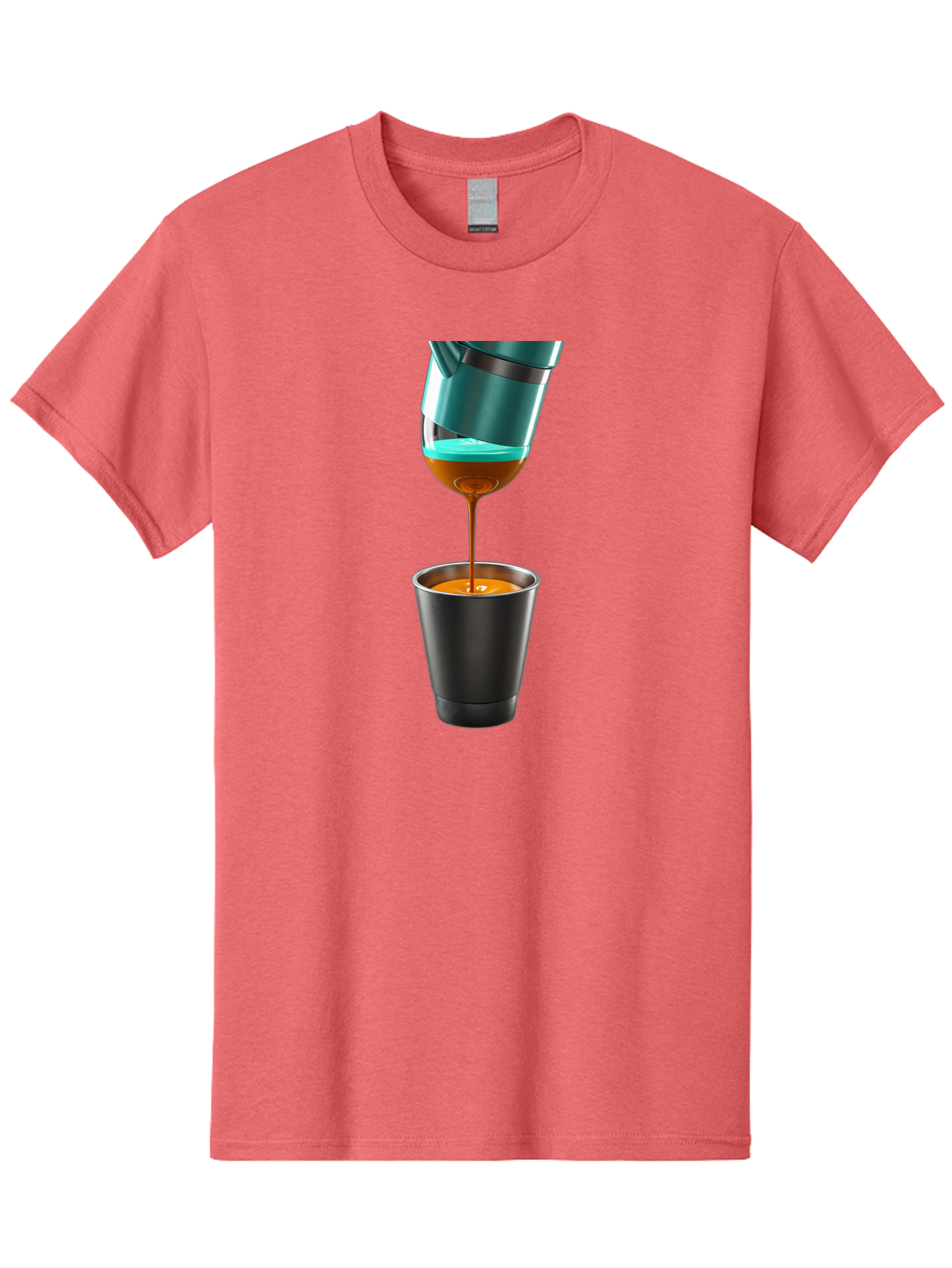 Coffee-Pouring Men'S Graphic Tee, 100% Cotton, Comfortable Casual Summer Wear, Machine Washable, Espresso Being Poured, Coffee Machine, Dark Brown Liquid, Small Black Cup, Crema On Top, Coffee Lover, Morning Routine, Espresso Shot Bab807