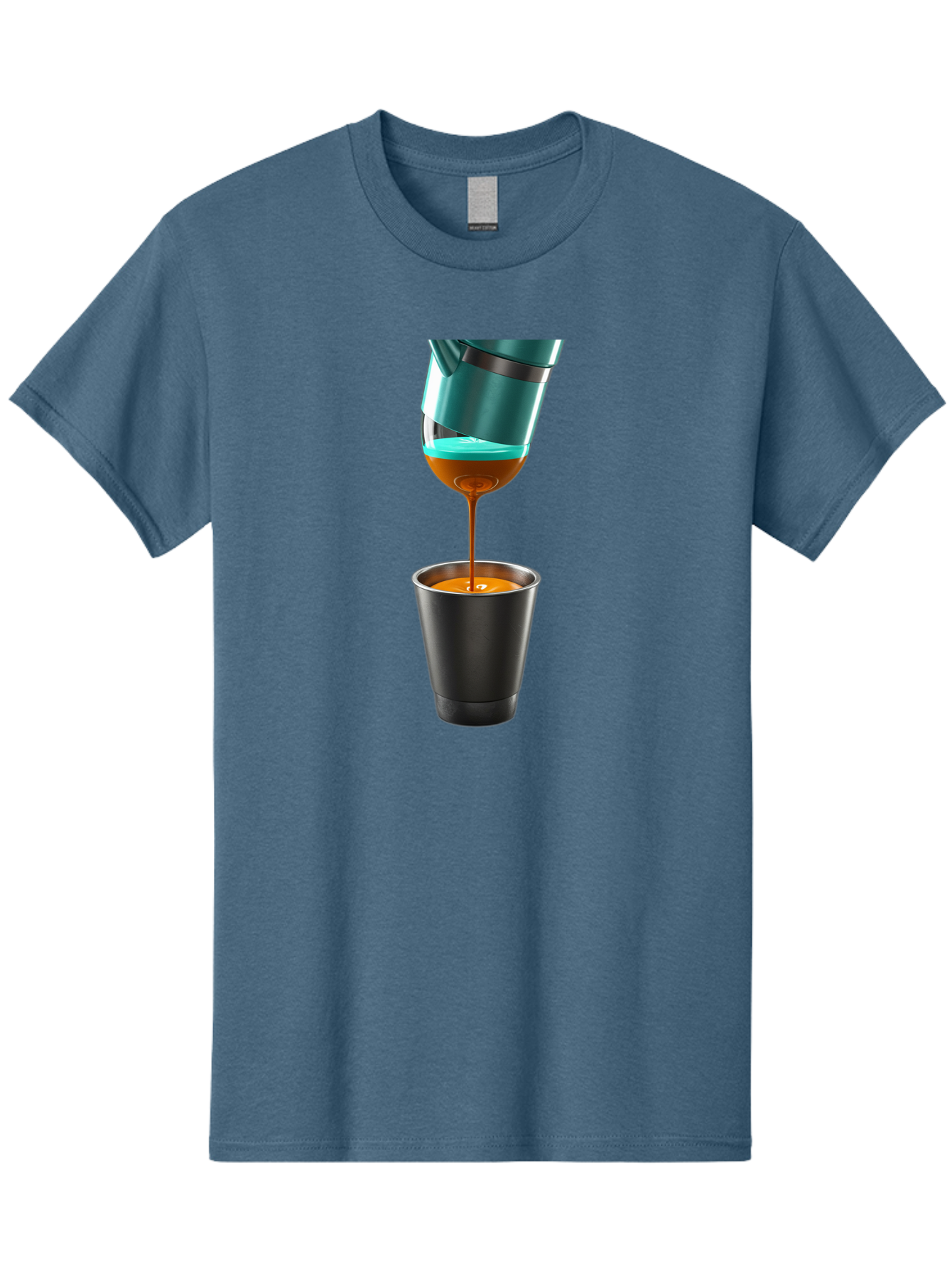 Coffee-Pouring Men'S Graphic Tee, 100% Cotton, Comfortable Casual Summer Wear, Machine Washable, Espresso Being Poured, Coffee Machine, Dark Brown Liquid, Small Black Cup, Crema On Top, Coffee Lover, Morning Routine, Espresso Shot Bab807
