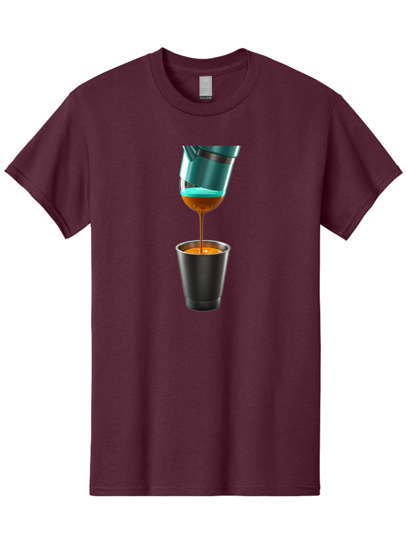 Coffee-Pouring Men'S Graphic Tee, 100% Cotton, Comfortable Casual Summer Wear, Machine Washable, Espresso Being Poured, Coffee Machine, Dark Brown Liquid, Small Black Cup, Crema On Top, Coffee Lover, Morning Routine, Espresso Shot Bab807