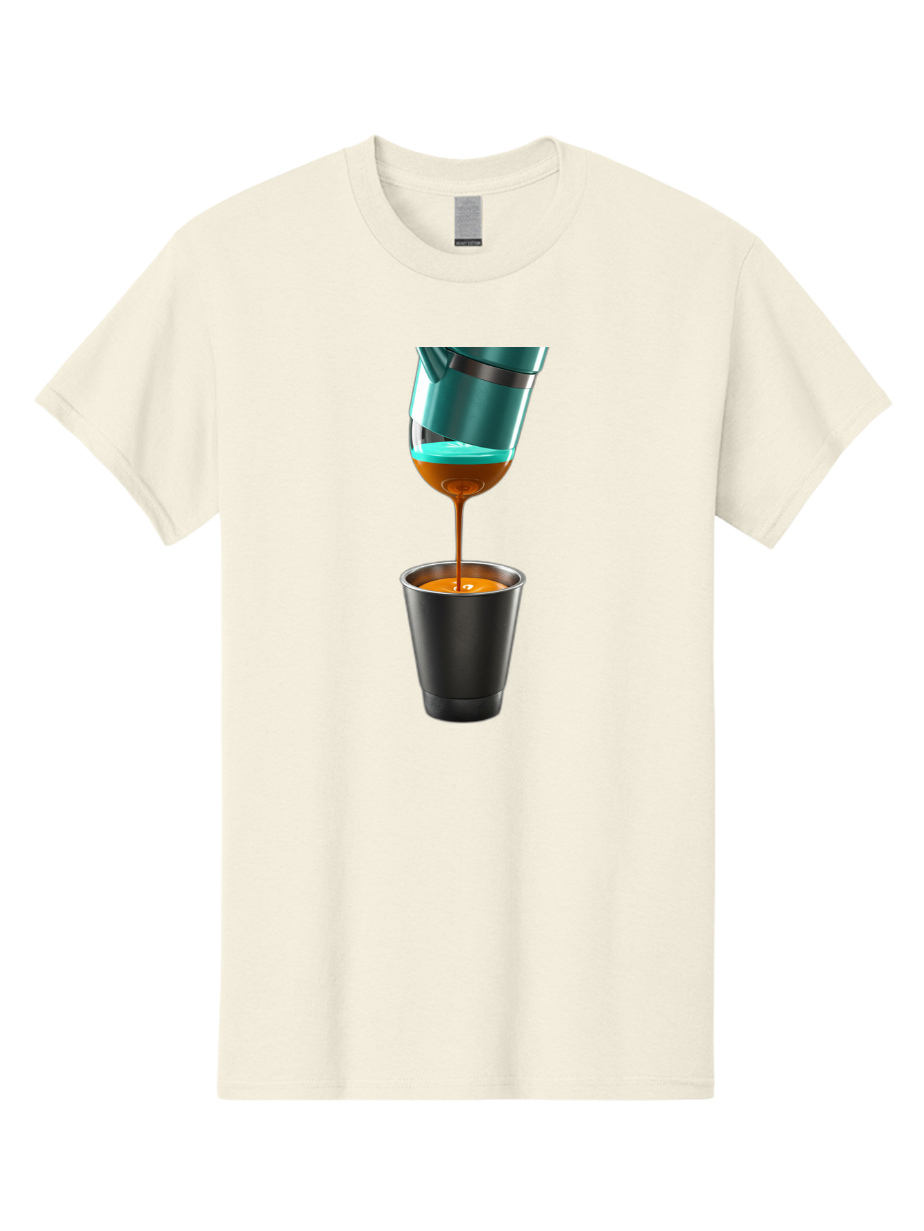 Coffee-Pouring Men'S Graphic Tee, 100% Cotton, Comfortable Casual Summer Wear, Machine Washable, Espresso Being Poured, Coffee Machine, Dark Brown Liquid, Small Black Cup, Crema On Top, Coffee Lover, Morning Routine, Espresso Shot Bab807