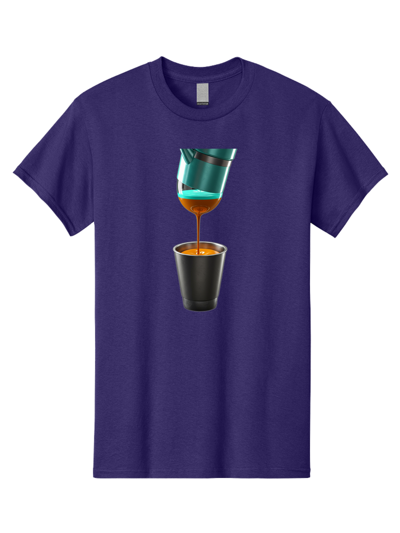 Coffee-Pouring Men'S Graphic Tee, 100% Cotton, Comfortable Casual Summer Wear, Machine Washable, Espresso Being Poured, Coffee Machine, Dark Brown Liquid, Small Black Cup, Crema On Top, Coffee Lover, Morning Routine, Espresso Shot Bab807