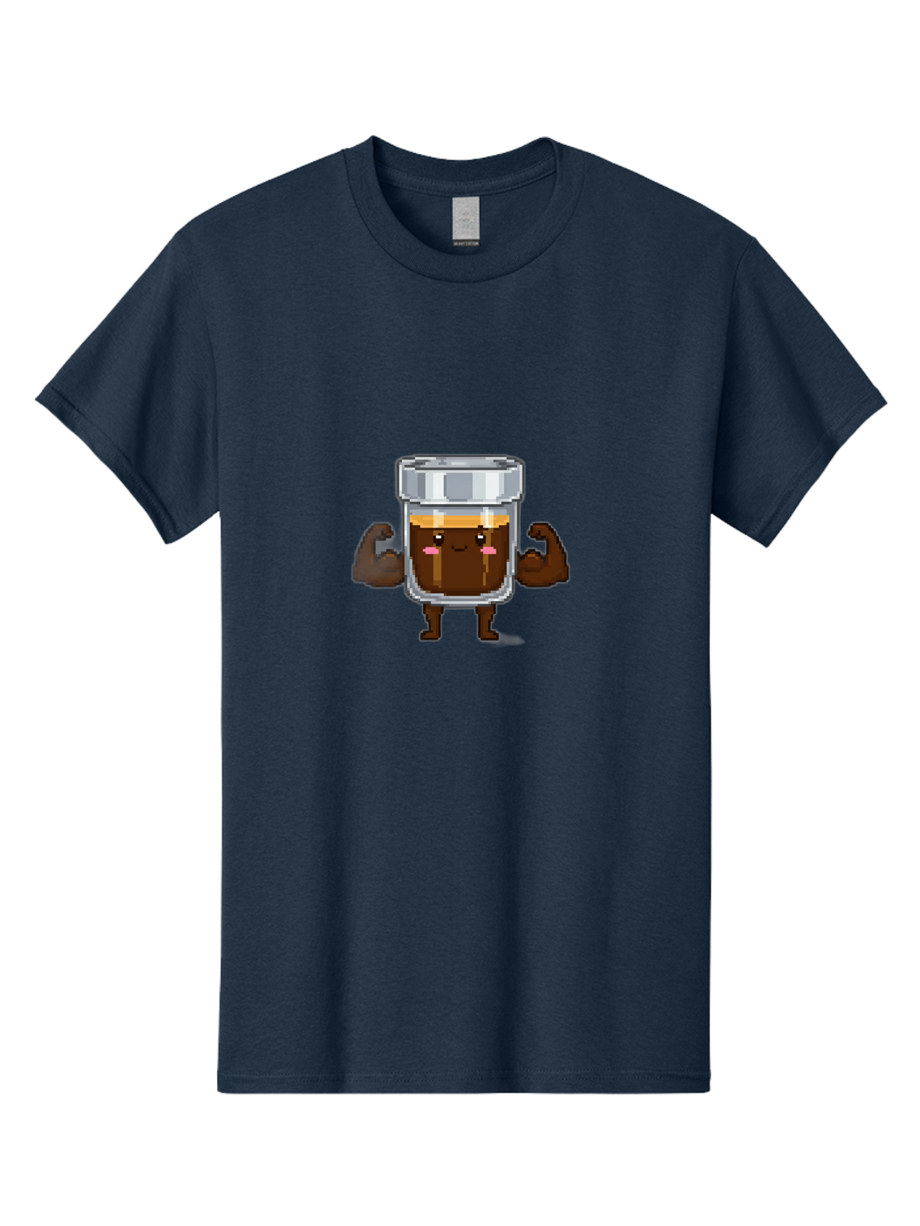 Cold-Brew Men'S Graphic Tee, 100% Cotton, Comfortable Casual Summer Wear, Machine Washable, Flexible Coffee, Coffee In A Jar, Caffeine Boost, Cartoon Character, Strong And Fit, Humorous Illustration, Pixel Art Bab809