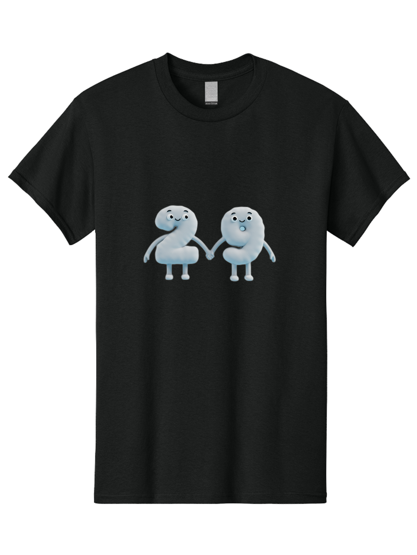Comma-And-Full-Stop Men'S Graphic Tee, 100% Cotton, Comfortable Casual Summer Wear, Machine Washable, Cartoon Punctuation Marks, Comma And Full Stop Holding Hands, Friendly Symbols, 3D Characters, Cute Illustrations, Punctuation Personified, Bab810